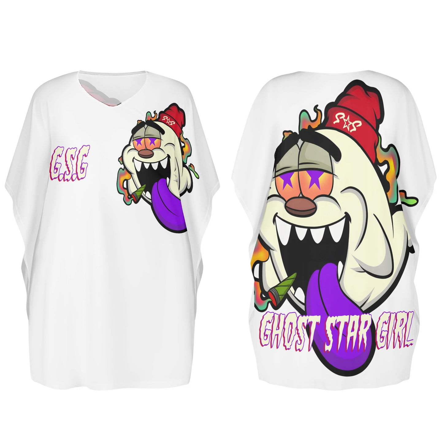 G.S.G Ghost Star Ghouls White Womens Daily Star Size Loose Dress