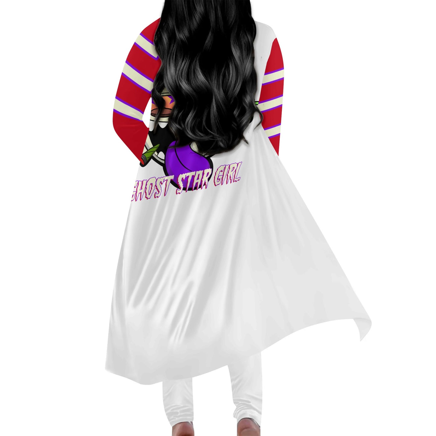 G.S.G Ghost Star Girl White/Maroon Long Sleeve Cardigan and Leggings 2pcs