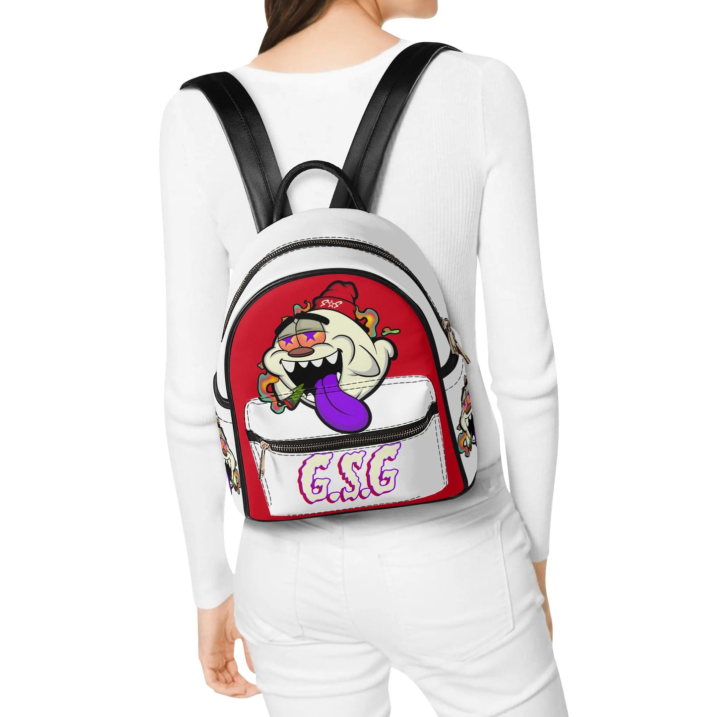 G.S.G Ghost Star Girl White/Maroon Backpack