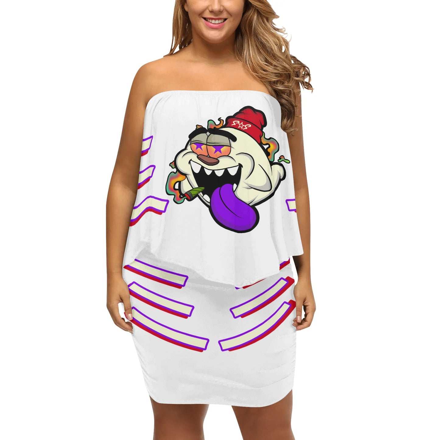 G.S.G Ghost Star Girl S.O.S Ghost Edition  Womens White Off The Shoulder Wrap Dress