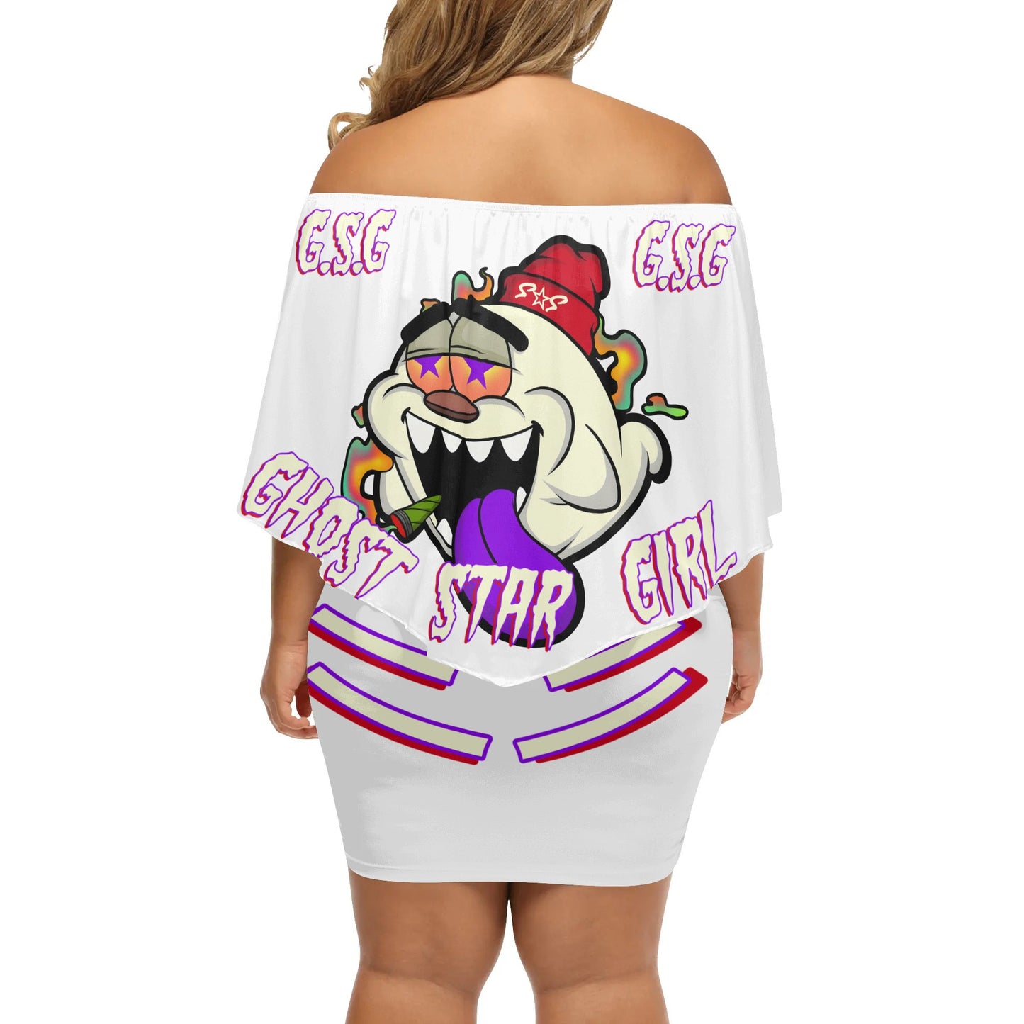 G.S.G Ghost Star Girl S.O.S Ghost Edition  Womens White Off The Shoulder Wrap Dress