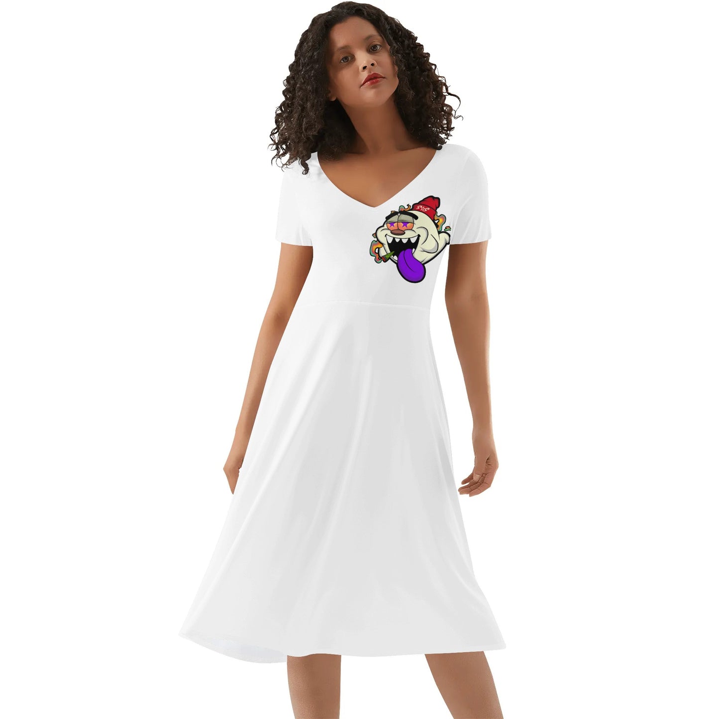 G.S.G Ghost Star Girl Womens White Ruffle Summer Dress