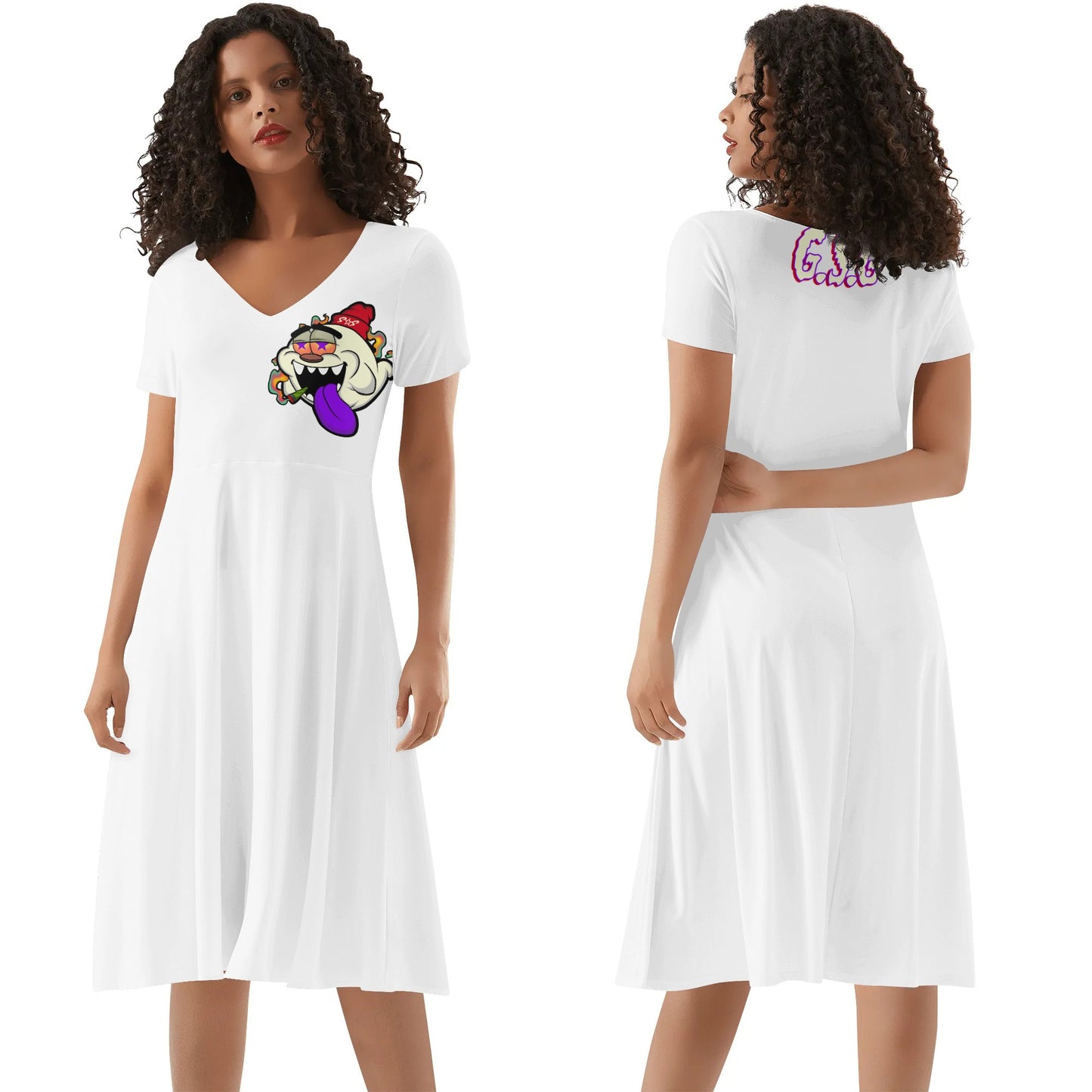 G.S.G Ghost Star Girl Womens White Ruffle Summer Dress