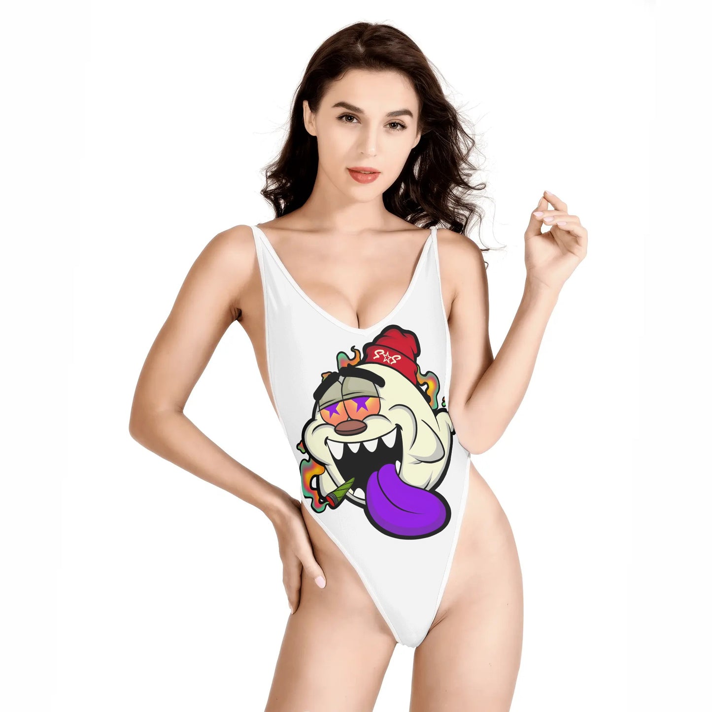 G.S.G Ghost Star Girl Women’s White One Piece High Cut Swimsuit