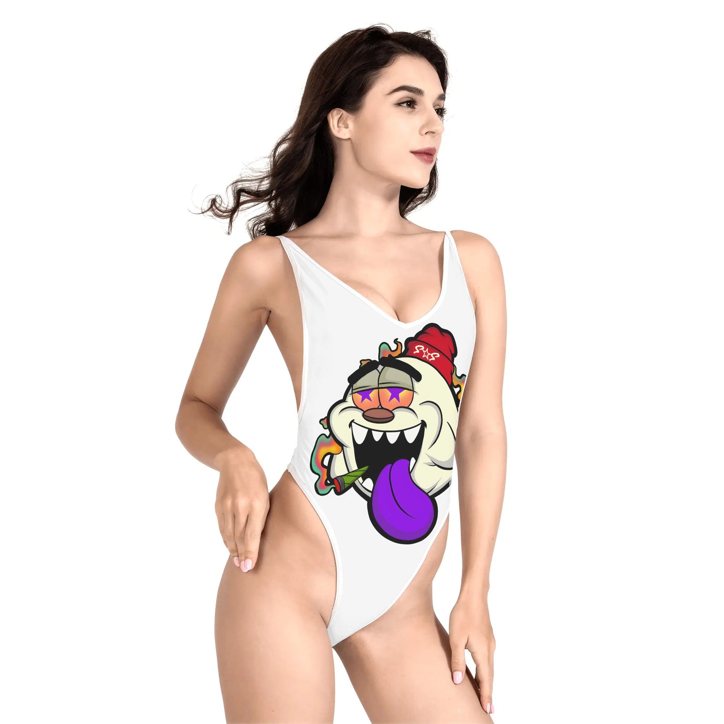 G.S.G Ghost Star Girl Women’s White One Piece High Cut Swimsuit