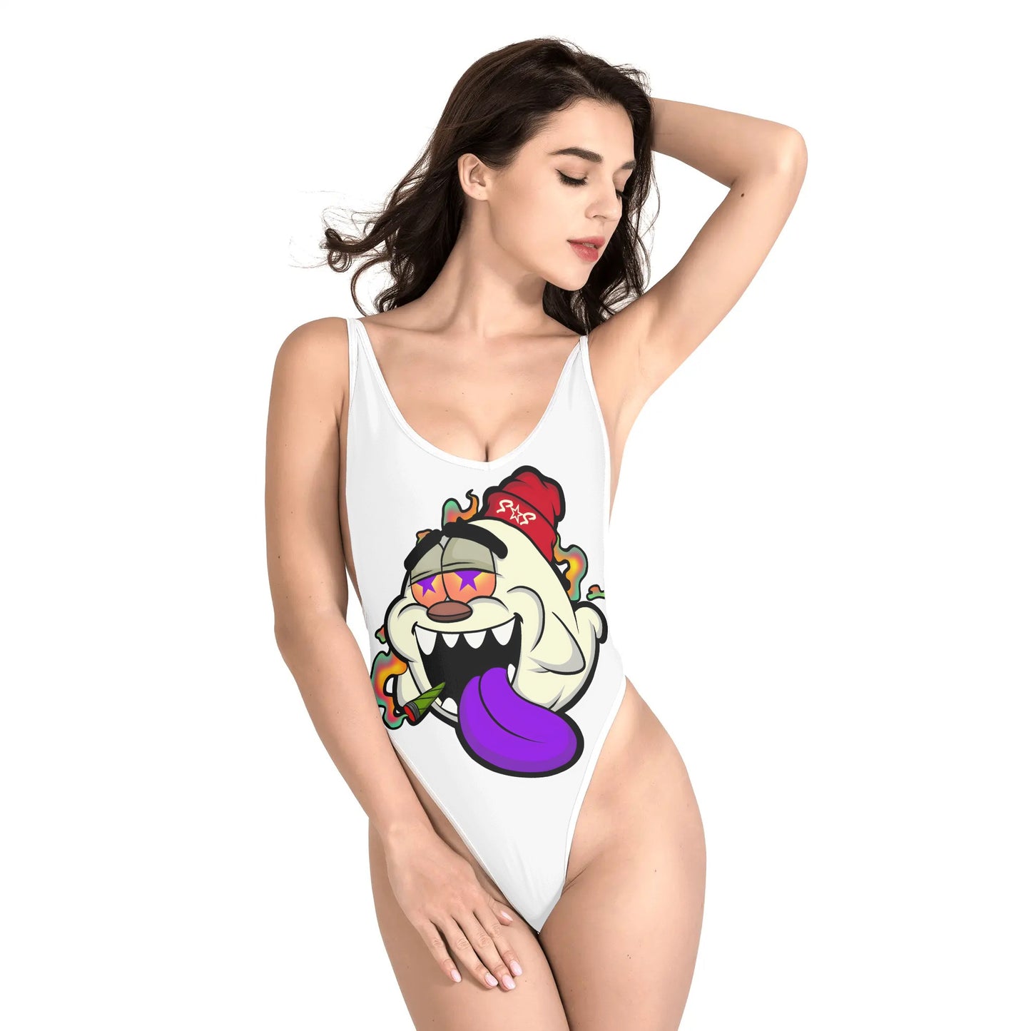 G.S.G Ghost Star Girl Women’s White One Piece High Cut Swimsuit