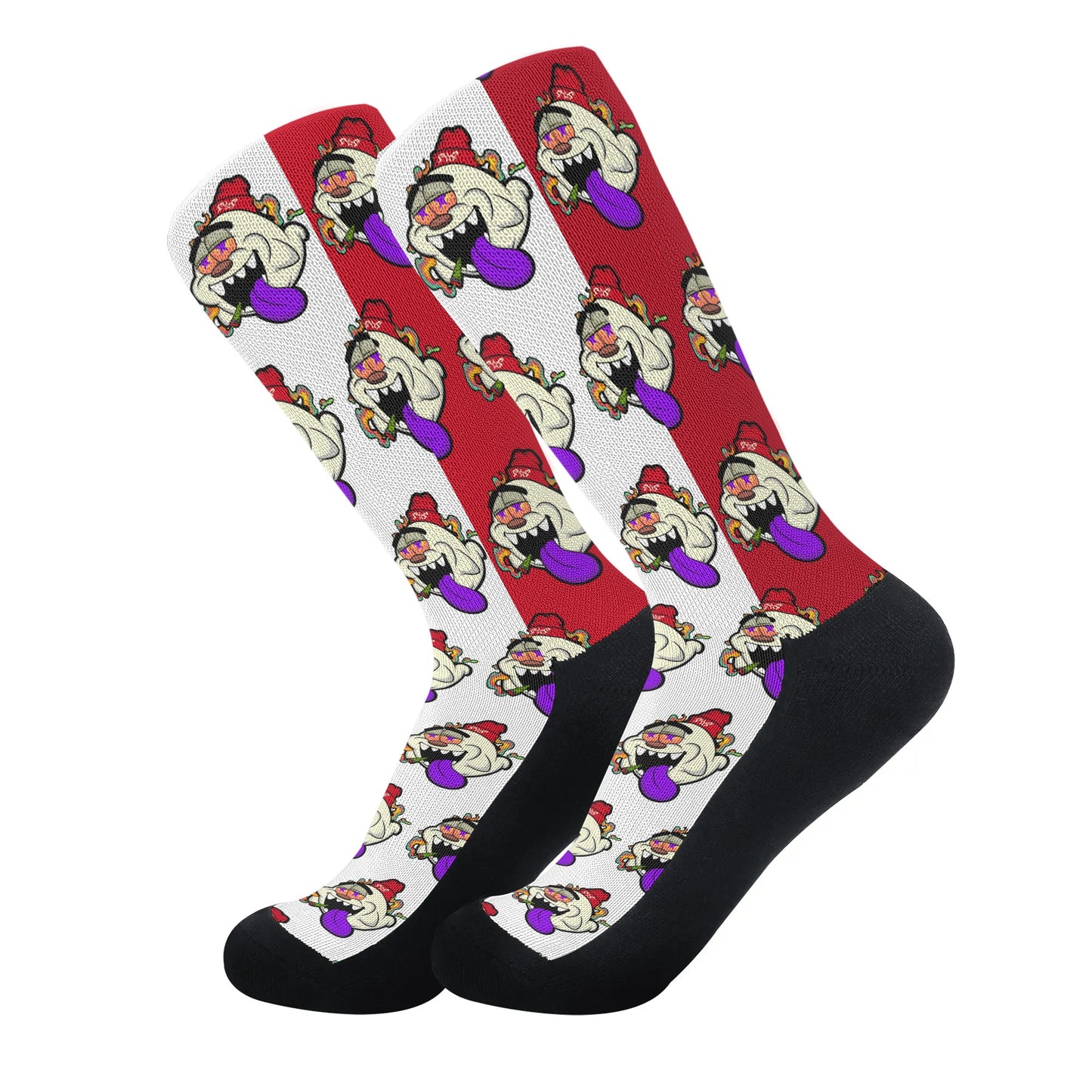 G.S.G Ghost Star Ghouls White/Maroon Crew Socks *Free Bag Included