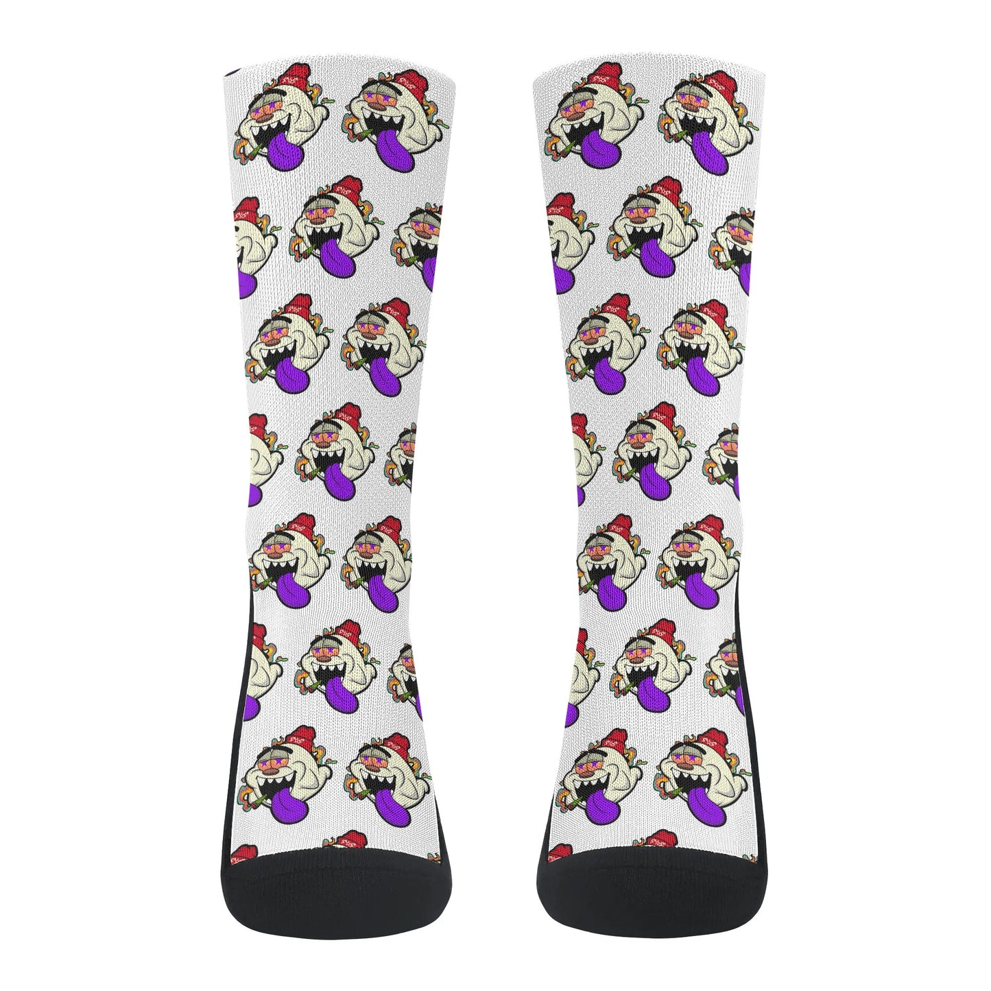 G.S.G Ghost Star Ghouls White/Maroon Crew Socks *Free Bag Included