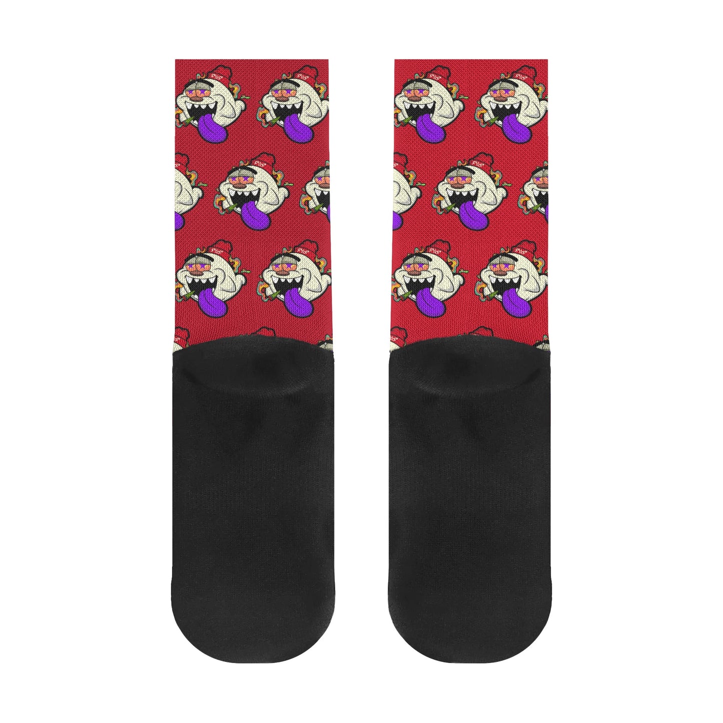 G.S.G Ghost Star Ghouls White/Maroon Crew Socks *Free Bag Included