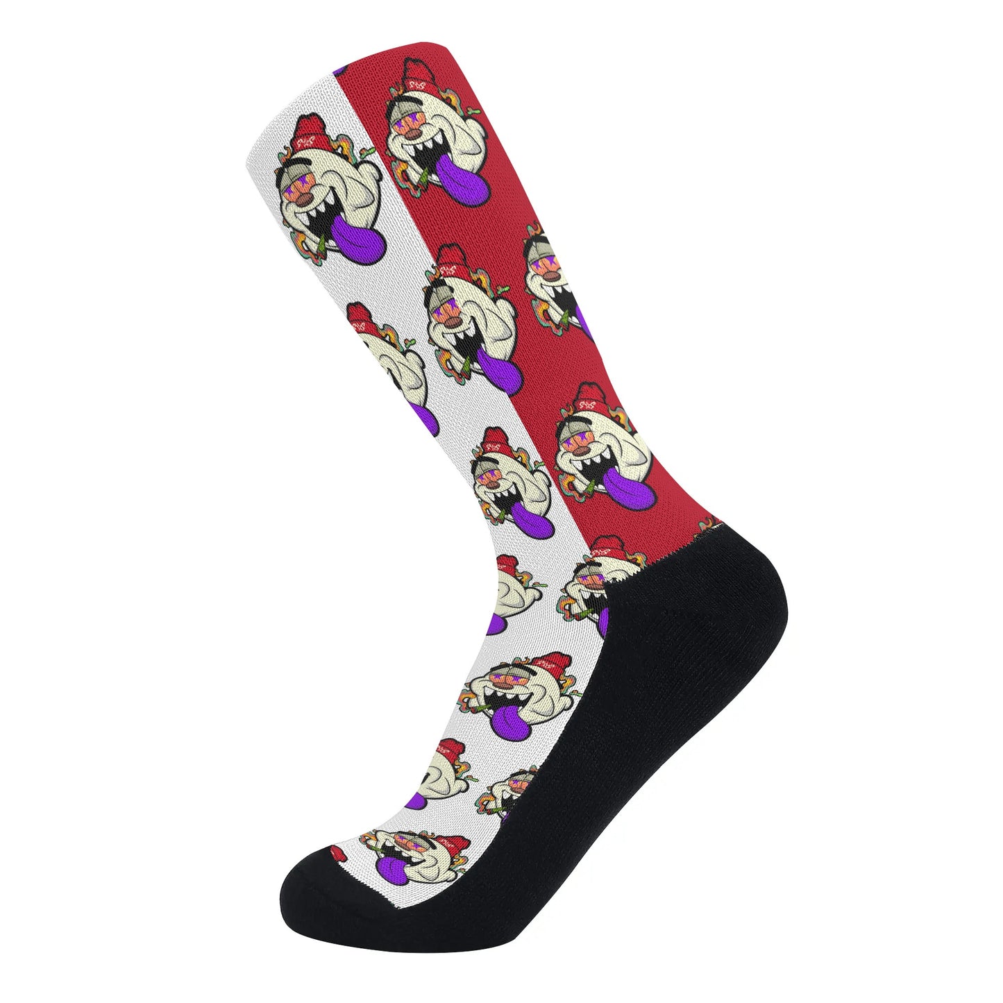 G.S.G Ghost Star Ghouls White/Maroon Crew Socks *Free Bag Included