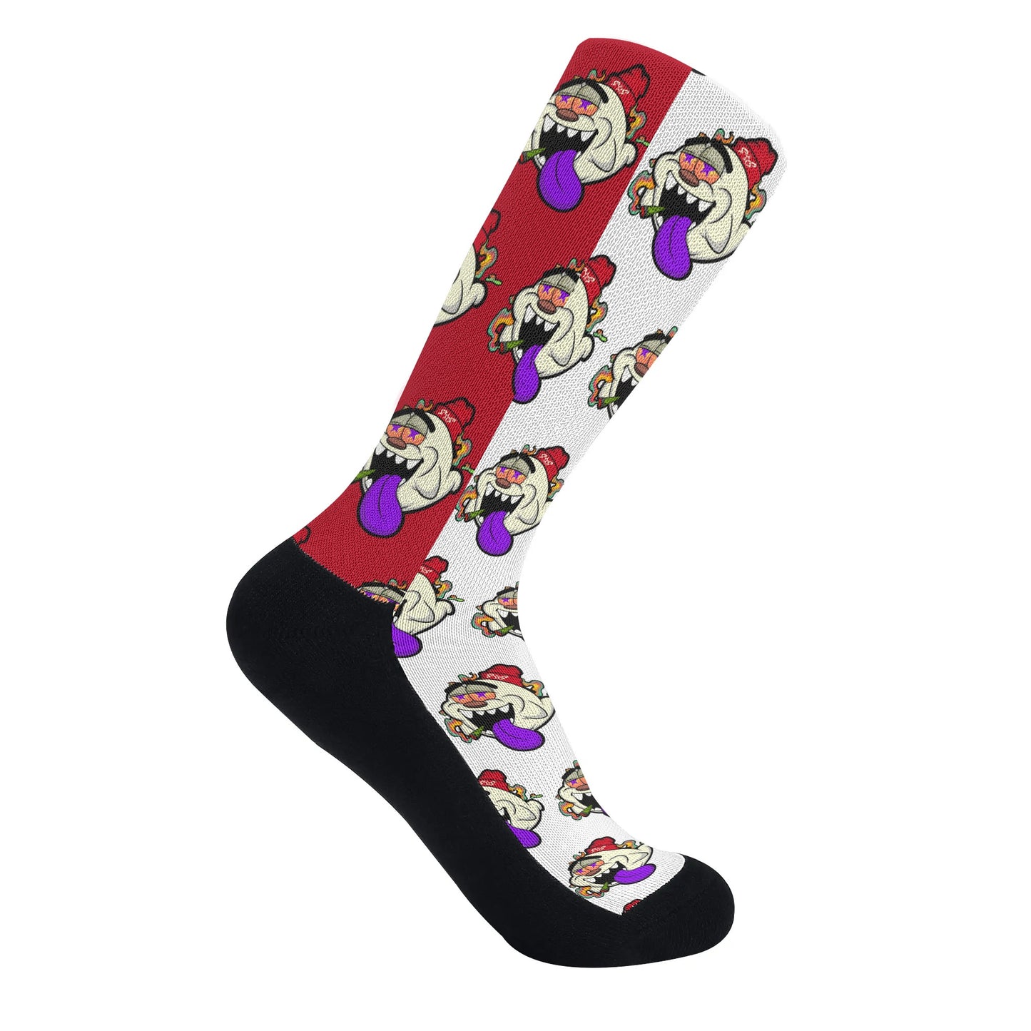 G.S.G Ghost Star Ghouls White/Maroon Crew Socks *Free Bag Included