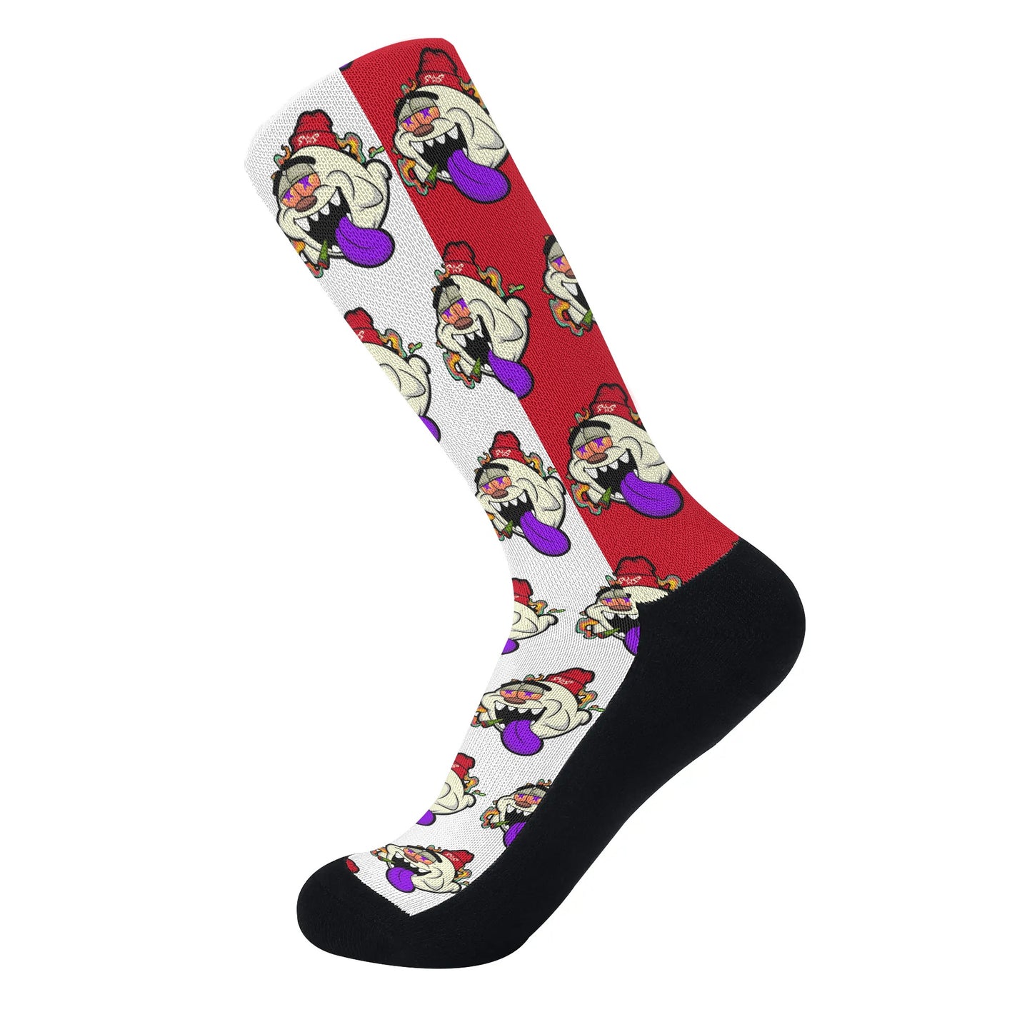 G.S.G Ghost Star Ghouls White/Maroon Crew Socks *Free Bag Included