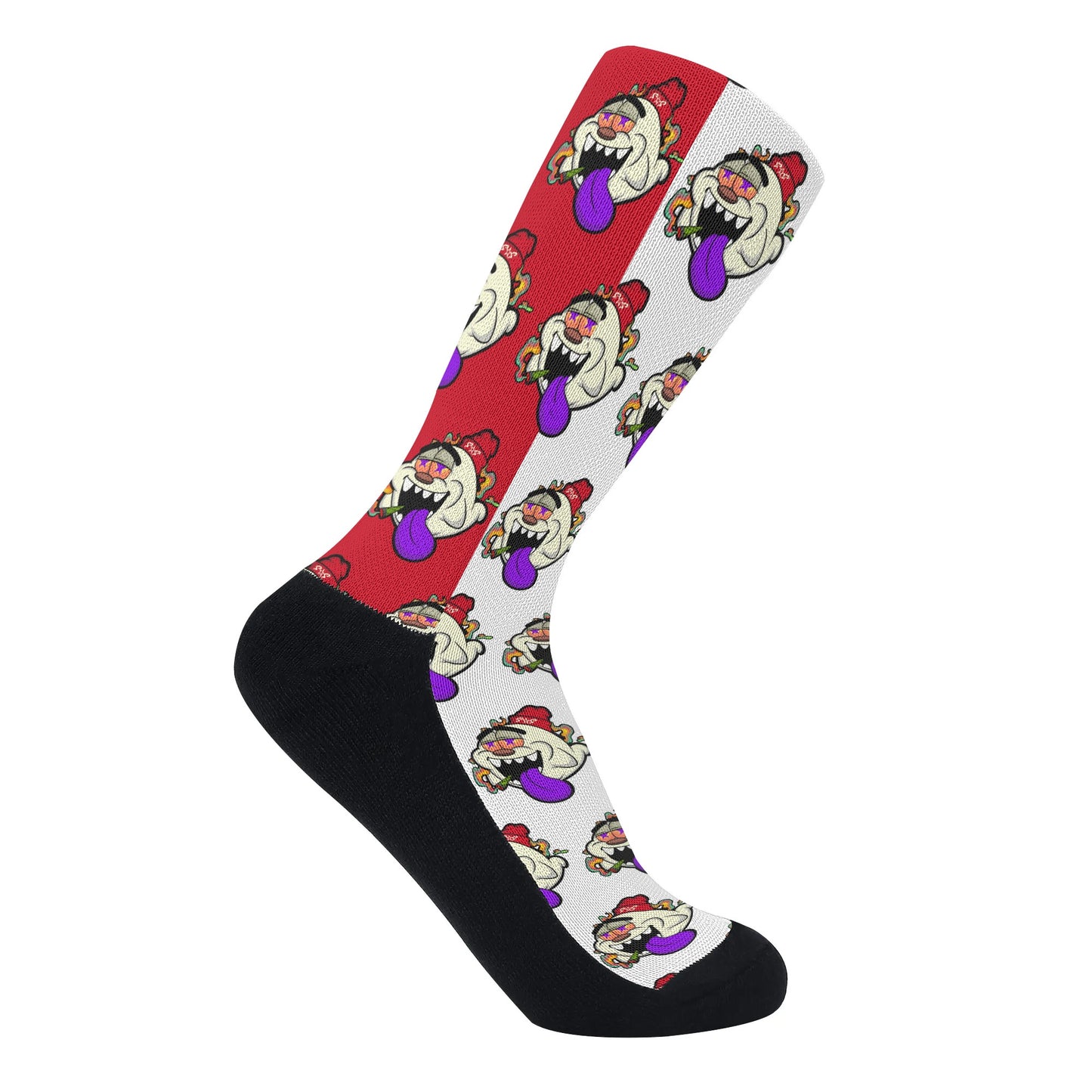 G.S.G Ghost Star Ghouls White/Maroon Crew Socks *Free Bag Included