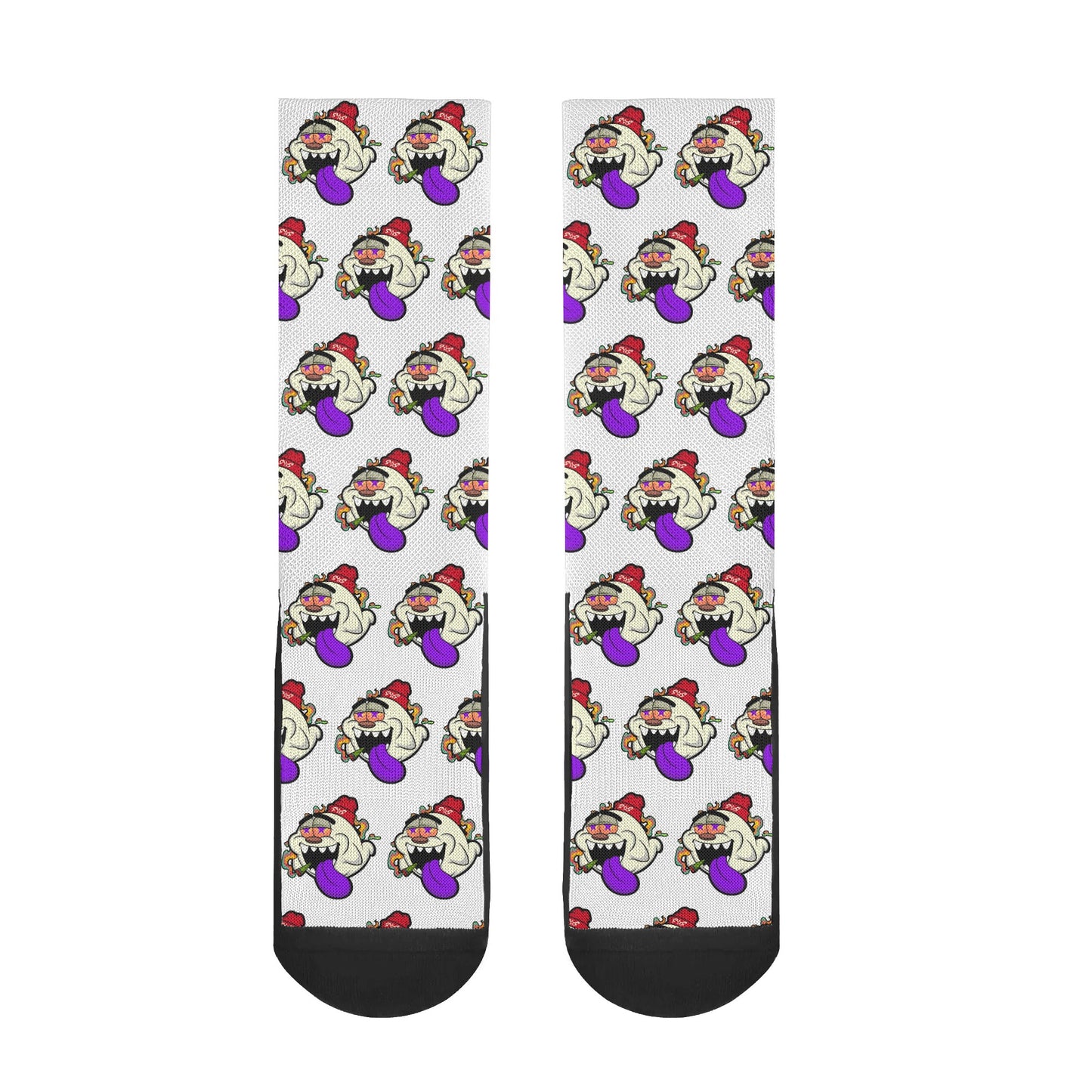 G.S.G Ghost Star Ghouls White/Maroon Crew Socks *Free Bag Included