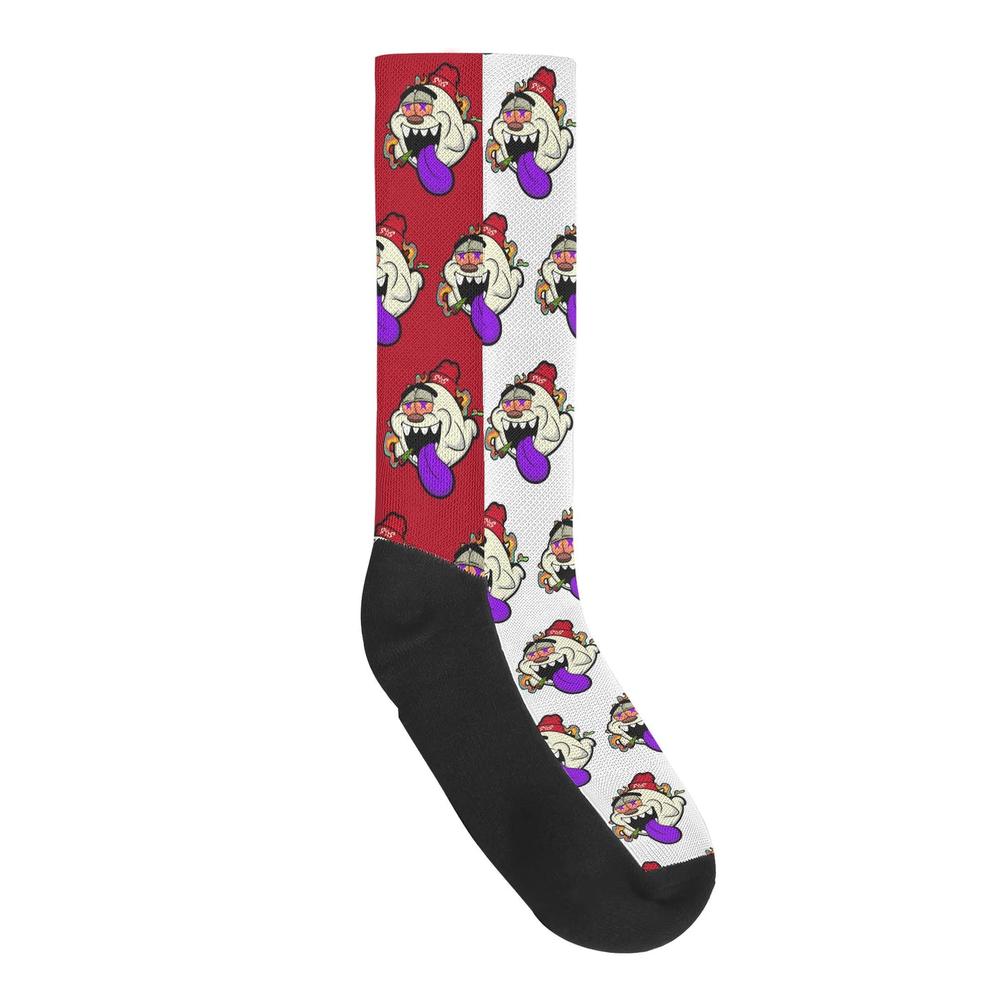 G.S.G Ghost Star Ghouls White/Maroon Crew Socks *Free Bag Included