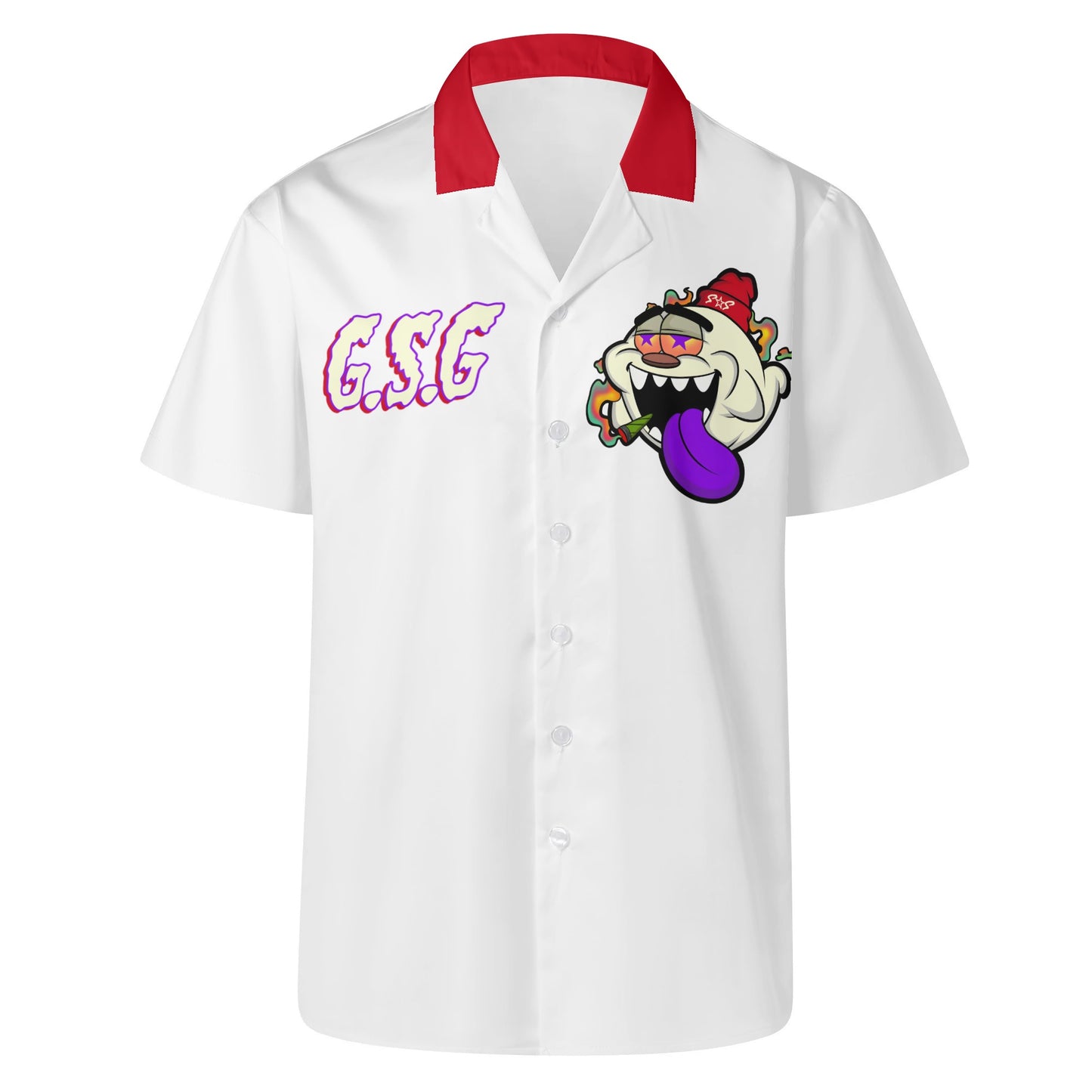 G.S.G Ghost Star Ghouls Mens White Hawaiian Shirt