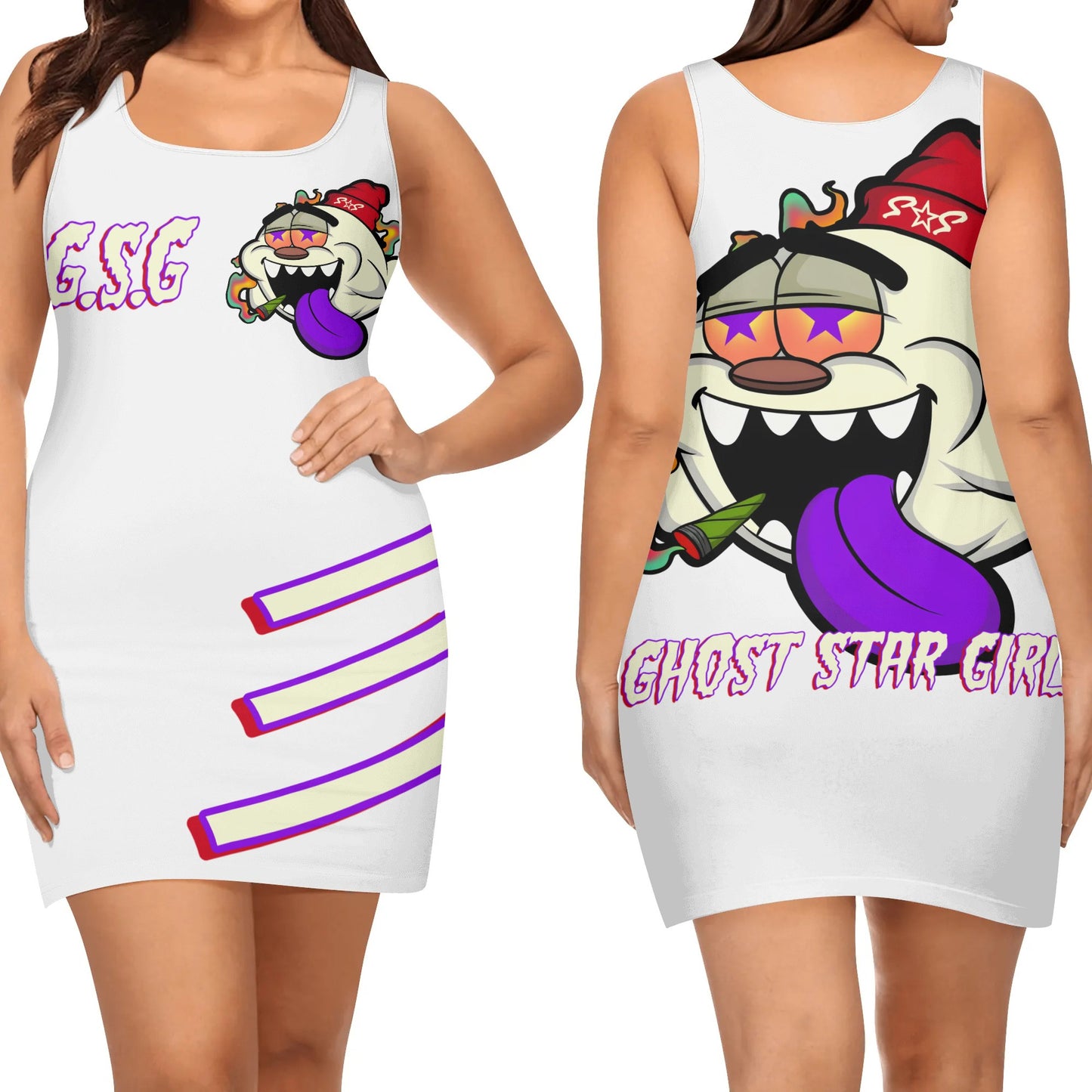 G.S.G Ghost Star Girl Womens White Elegant Sleeveless Vest Dress