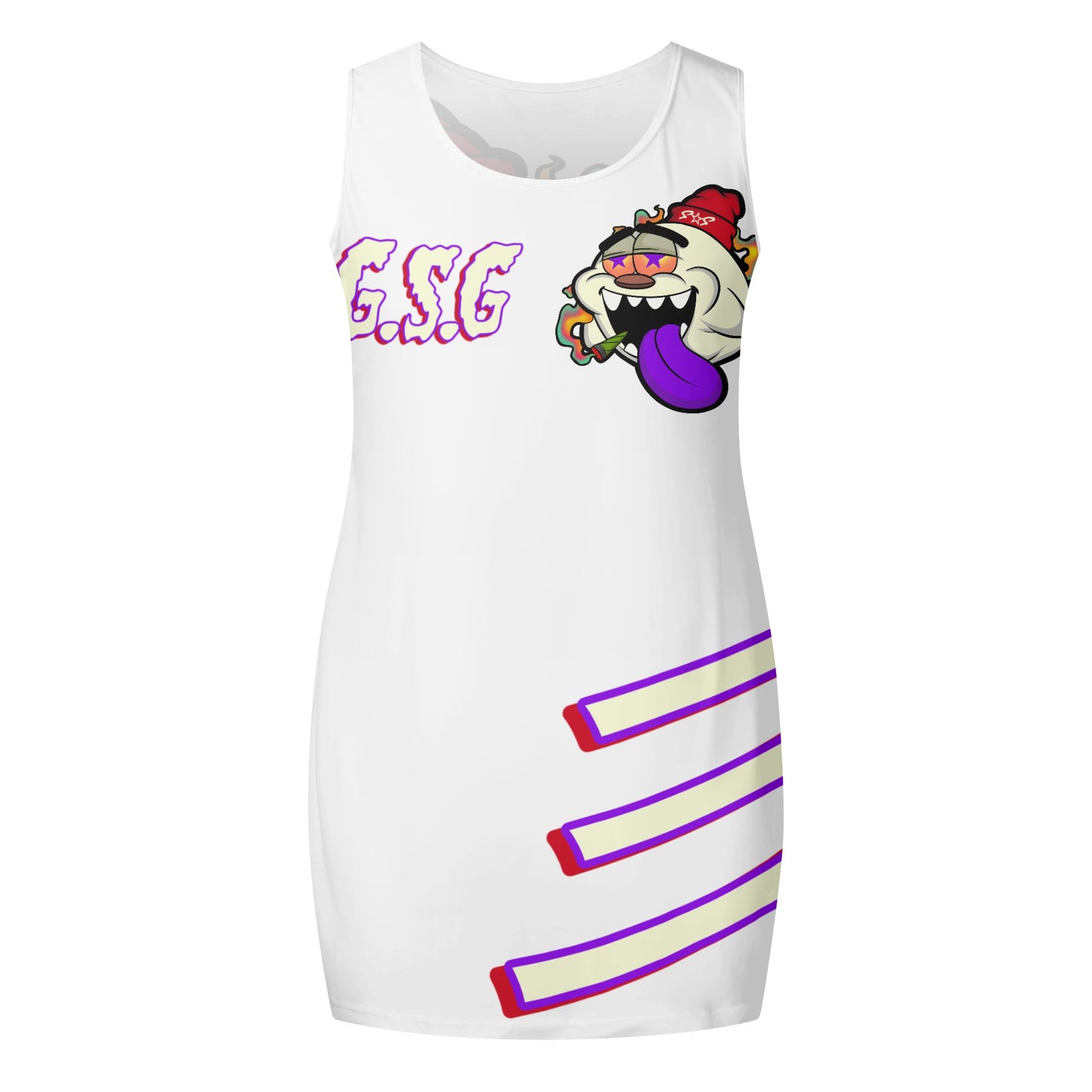 G.S.G Ghost Star Girl Womens White Elegant Sleeveless Vest Dress