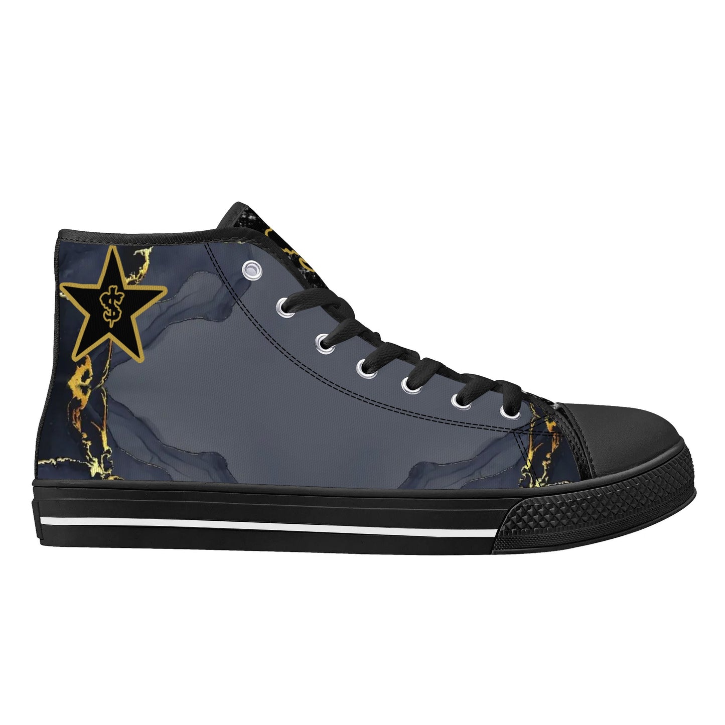 T.S.S. Trap Star Syndicate Mens  Black High Top Star Kicks