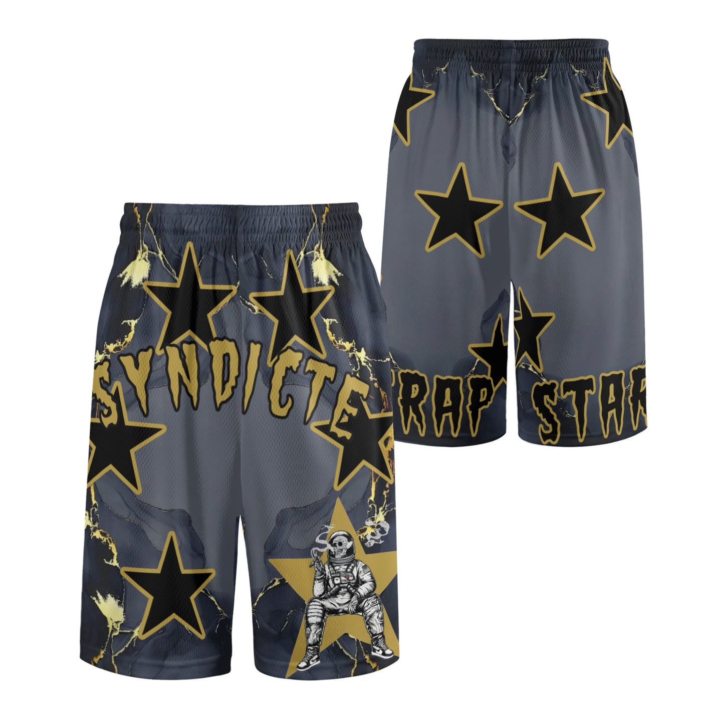 T.S.S. Trap Star Syndicate Mens Black Basketball Shorts