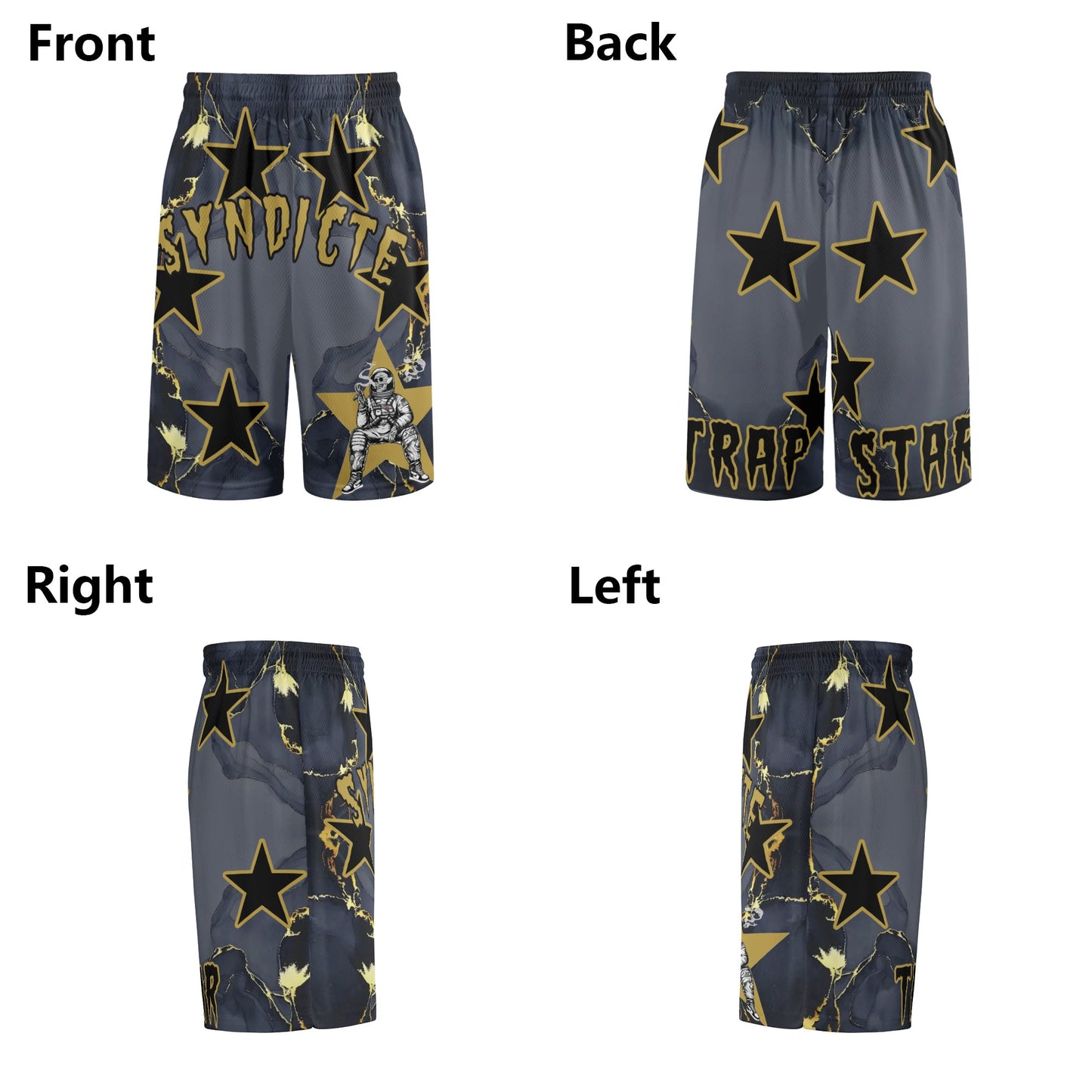 T.S.S. Trap Star Syndicate Mens Black Basketball Shorts