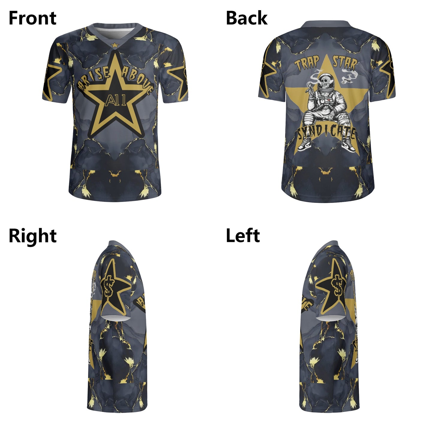 T.S.S. Trap Star Syndicate Mens Black Rugby Jersey