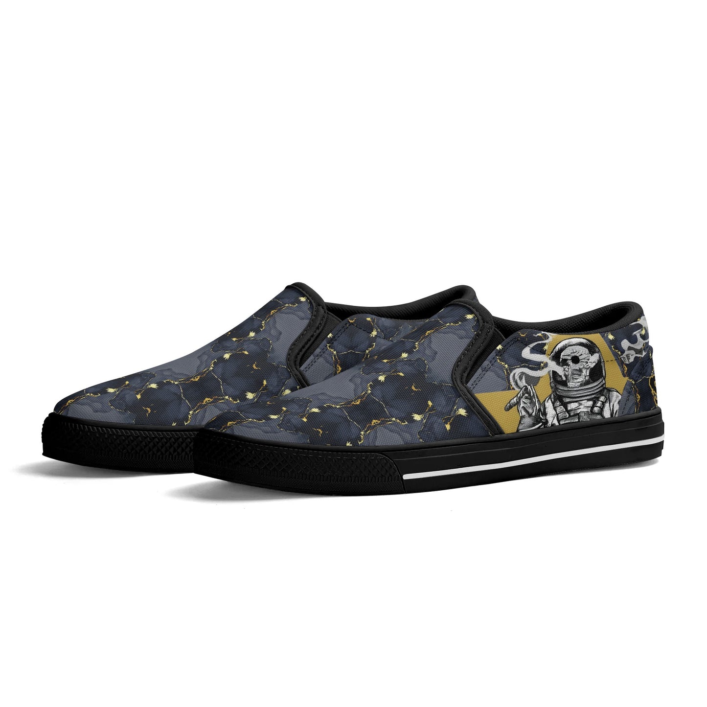 T.S.S. Trap Star Syndicate Mens Black Slip On Star Kicks