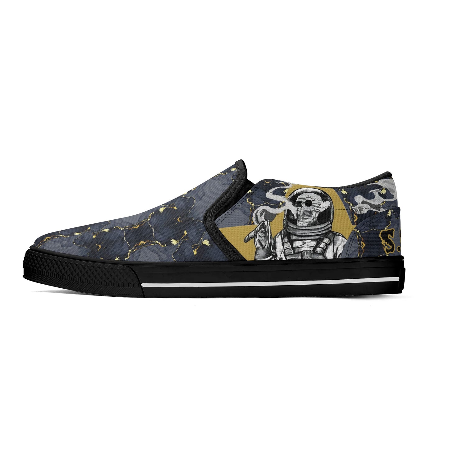 T.S.S. Trap Star Syndicate Mens Black Slip On Star Kicks