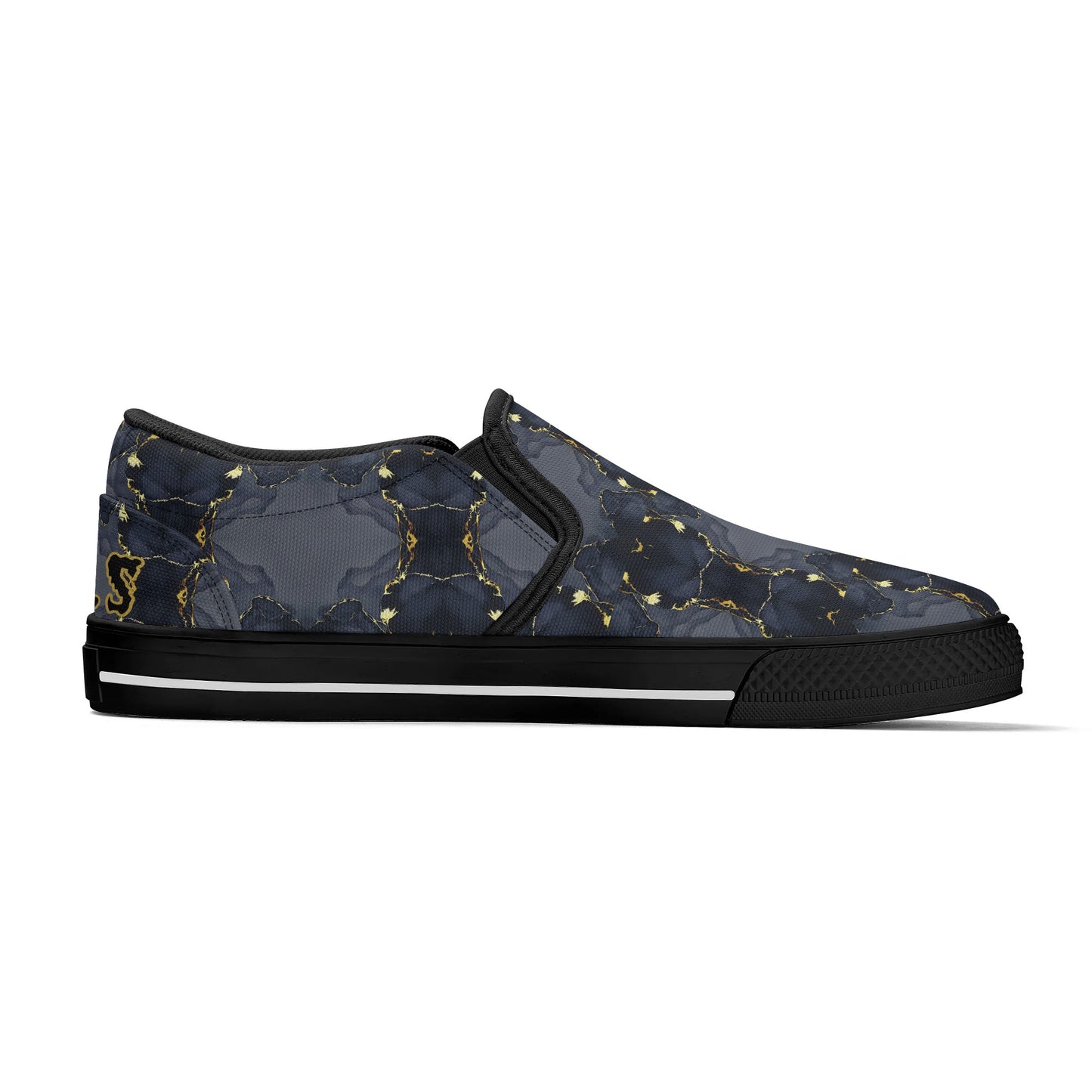 T.S.S. Trap Star Syndicate Mens Black Slip On Star Kicks