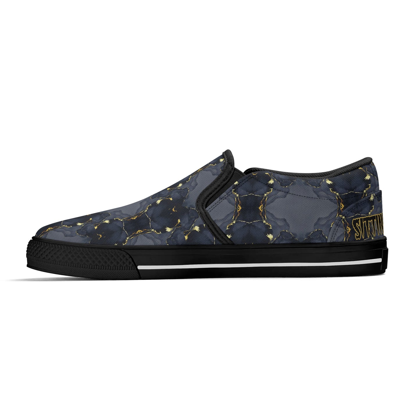 T.S.S. Trap Star Syndicate Mens Black Slip On Star Kicks