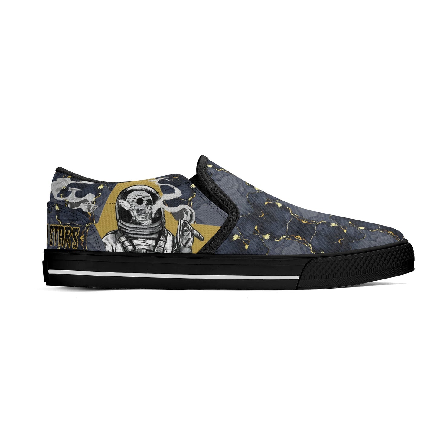 T.S.S. Trap Star Syndicate Mens Black Slip On Star Kicks