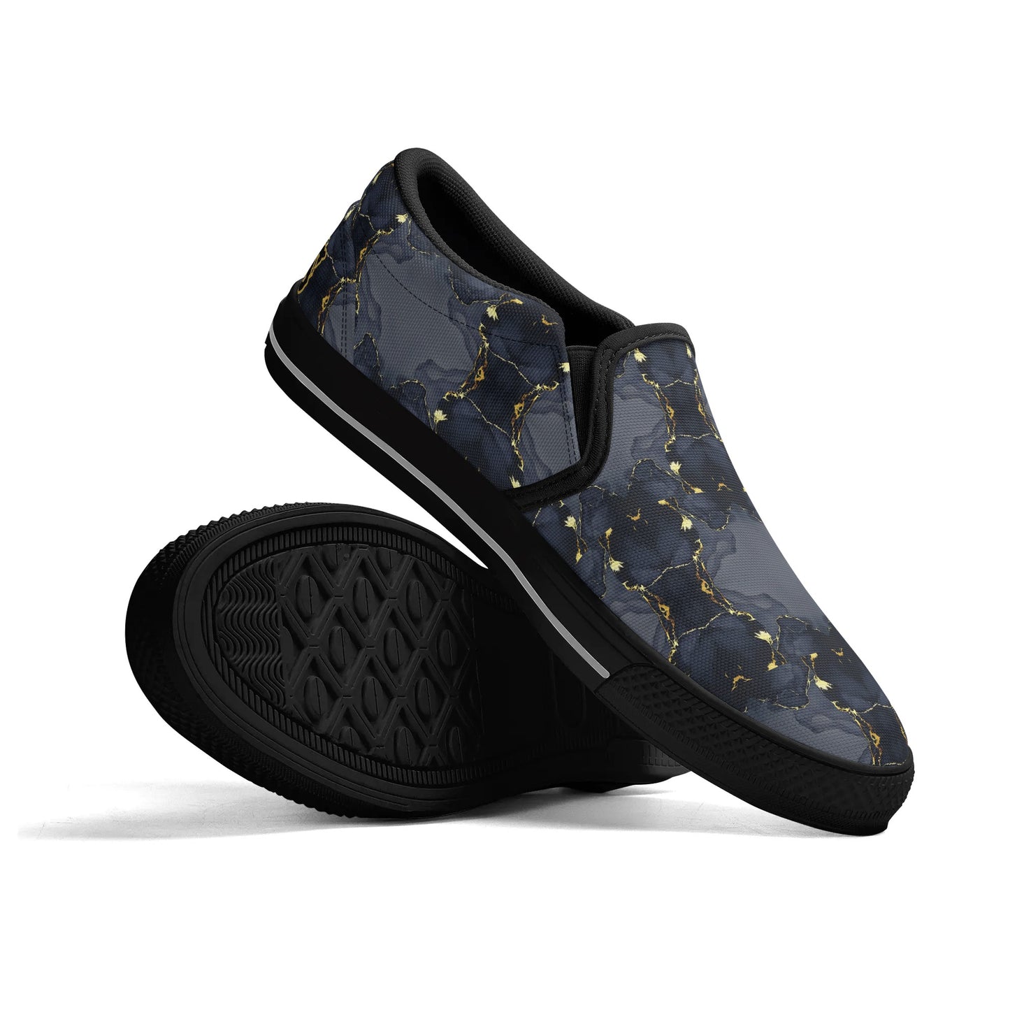 T.S.S. Trap Star Syndicate Mens Black Slip On Star Kicks