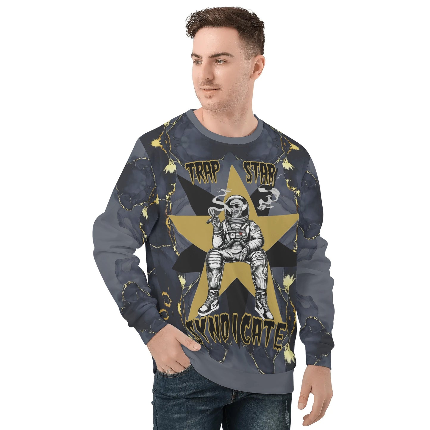 T.S.S. Trap Star Syndicate Mens Black Crew Neck Sweatshirt