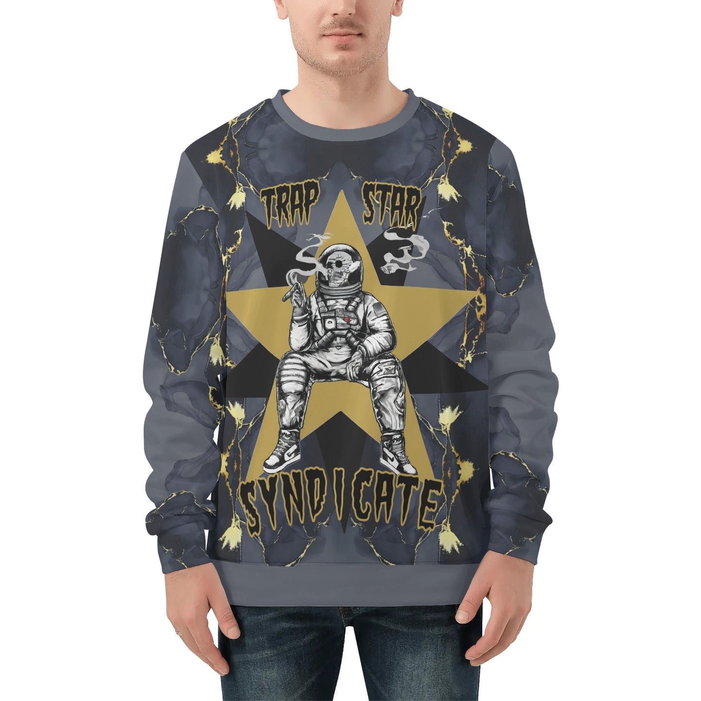 T.S.S. Trap Star Syndicate Mens Black Crew Neck Sweatshirt