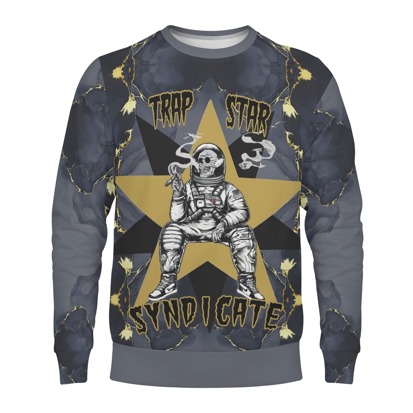 T.S.S. Trap Star Syndicate Mens Black Crew Neck Sweatshirt