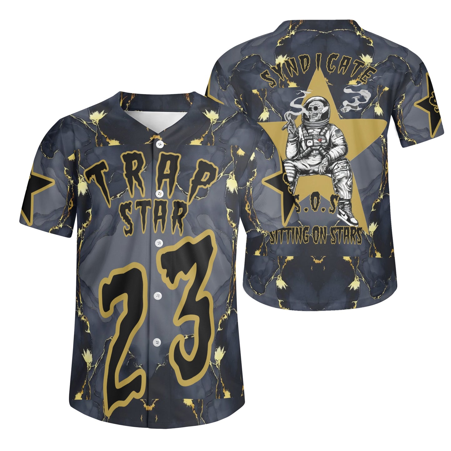 T.S.S. Trap Star Syndicate Mens Black Short Sleeve Baseball Jersey