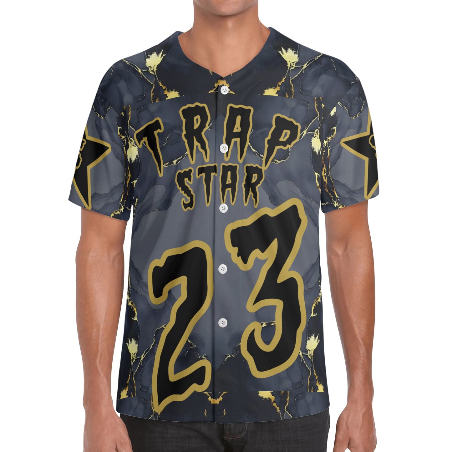 T.S.S. Trap Star Syndicate Mens Black Short Sleeve Baseball Jersey