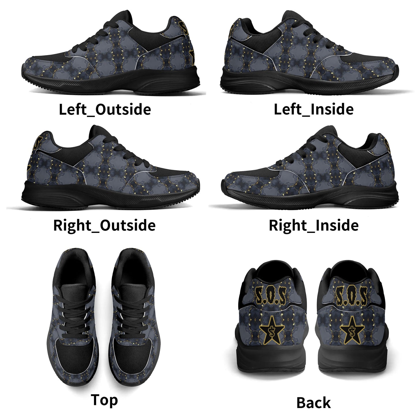 T.S.S. Trap Star Syndicate  Black Low Top Star Kicks