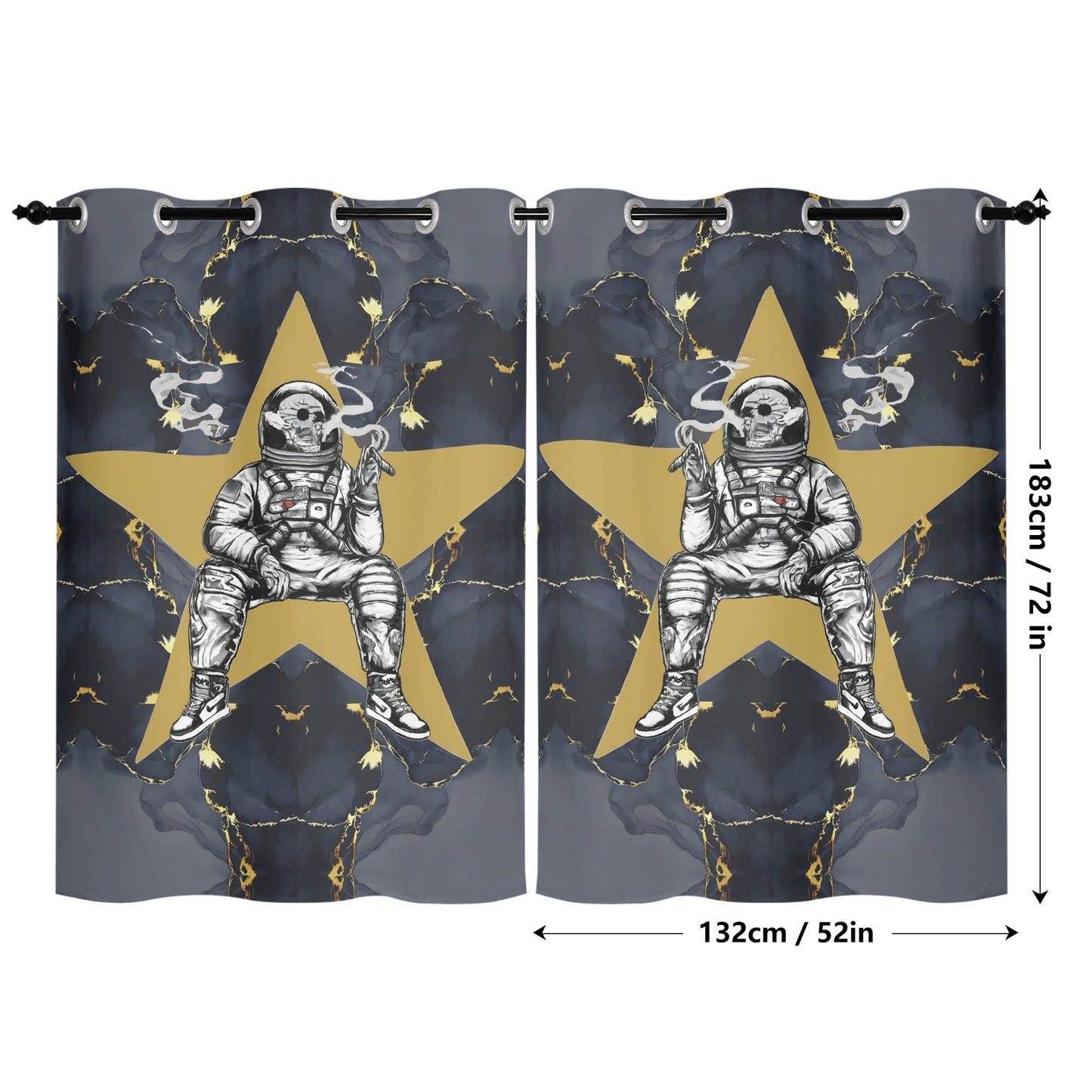 T.S.S. Trap Star Syndicate Window Curtains (2 PCS) 132X183 CM