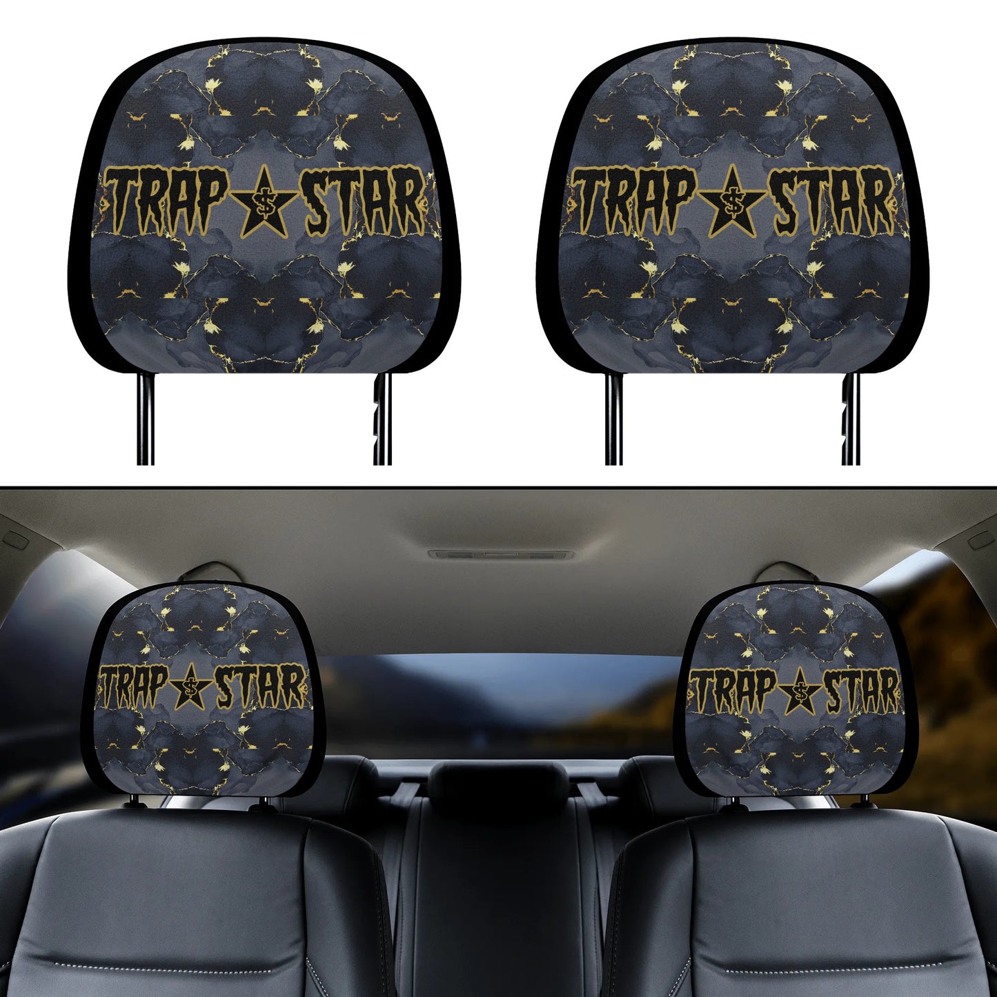 T.S.S. Trap Star Syndicate Car Headrest Covers