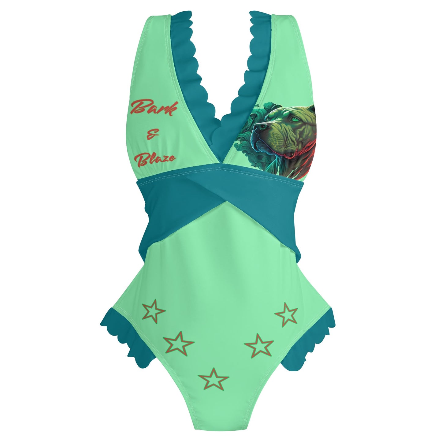 D.D.W. doggys Dog World Womens Ruffle Edge Cross-Front One Piece Swimsuit