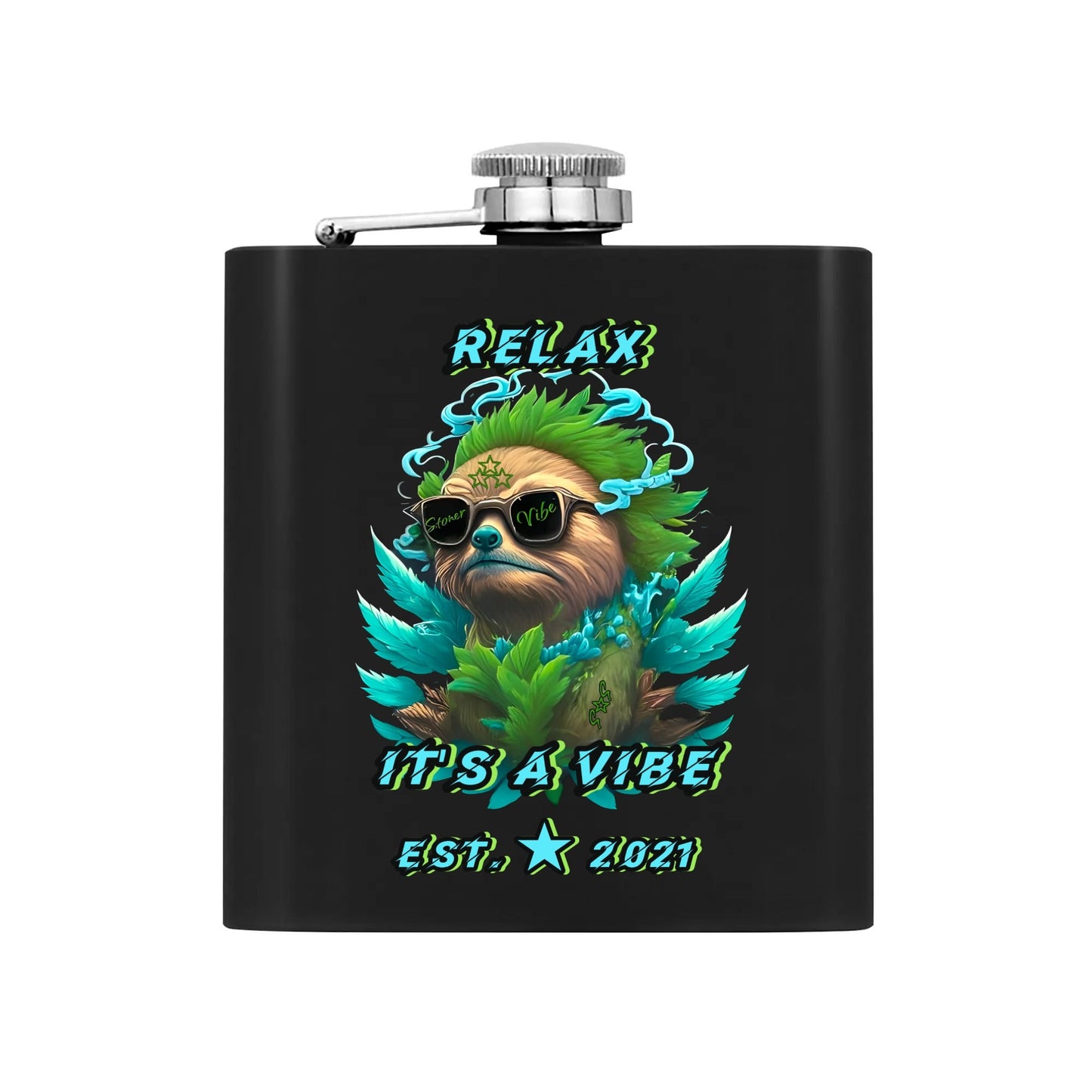 Slothfully Elevated Hip Flask Set 7oz Black Stainless Steel with A Gift Box