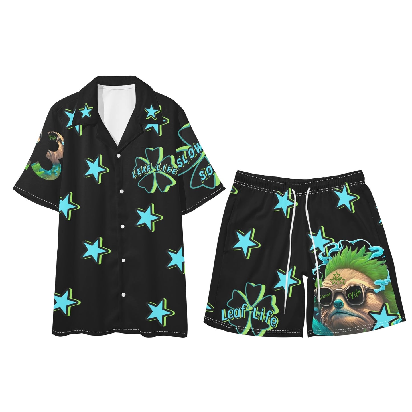 Slothfully Elevated Mens Short Sleeve Shirt and Shorts Set