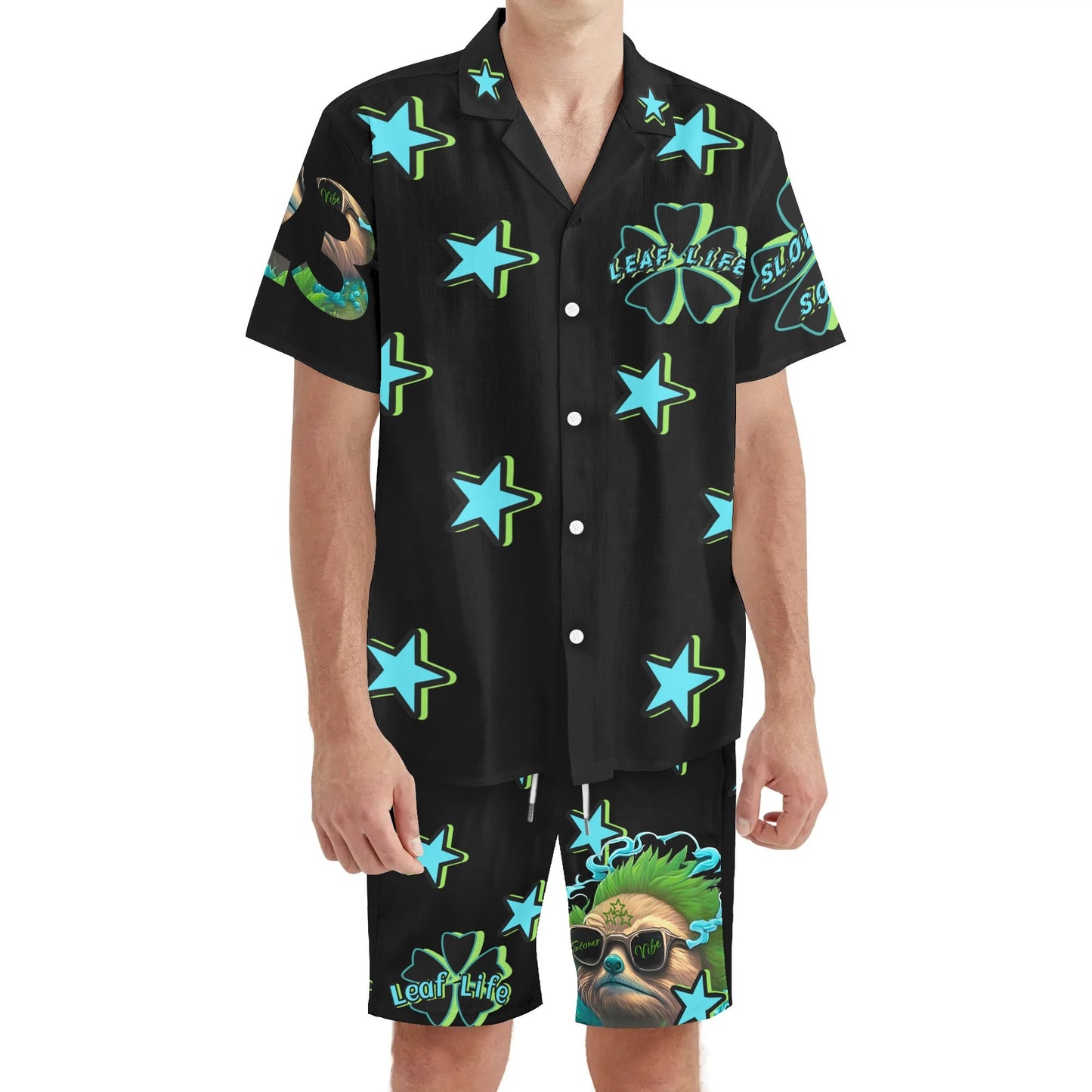 Slothfully Elevated Mens Short Sleeve Shirt and Shorts Set