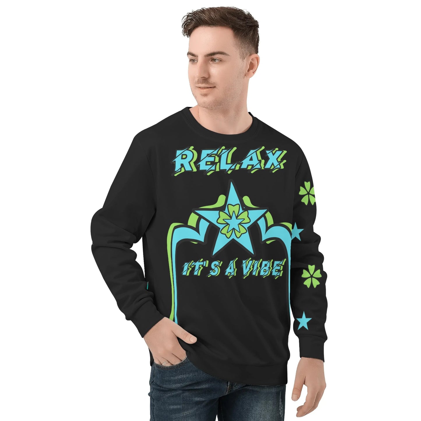 Slothfully Elevated Mens Black Crew Neck Sweatshirt