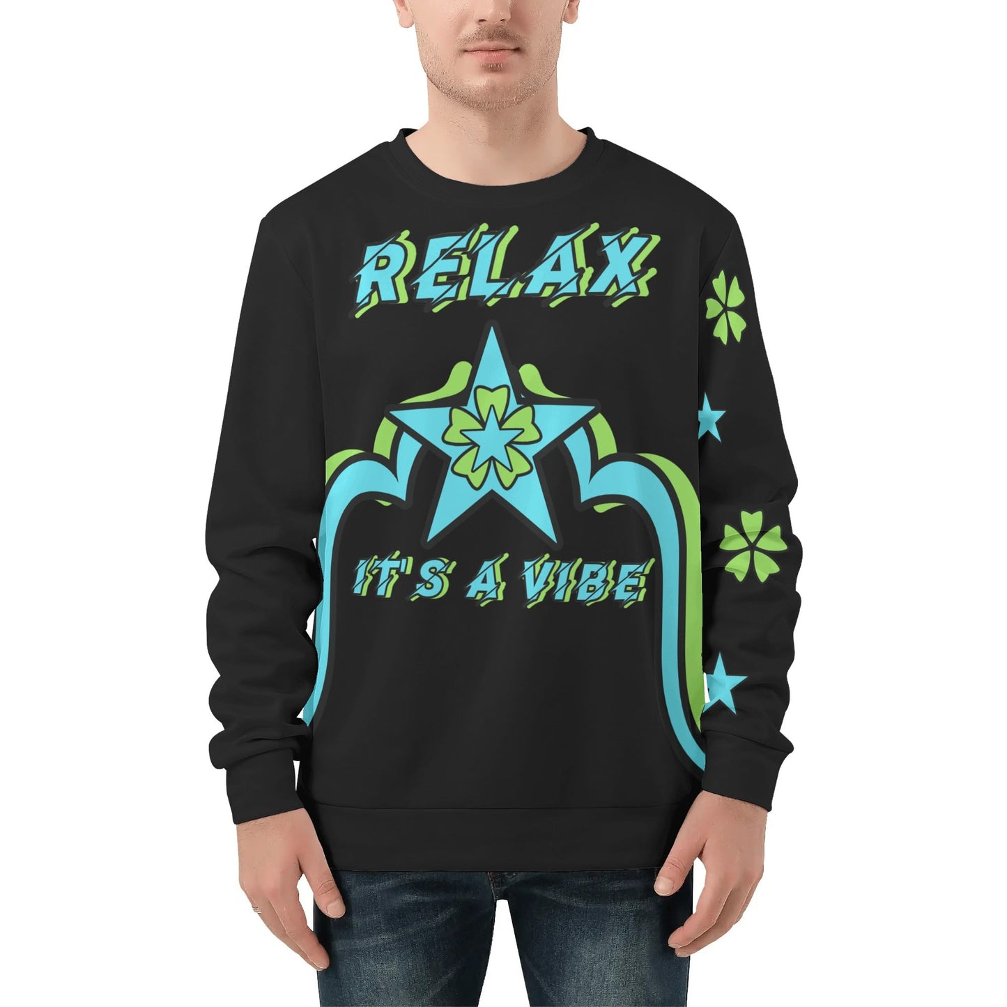 Slothfully Elevated Mens Black Crew Neck Sweatshirt