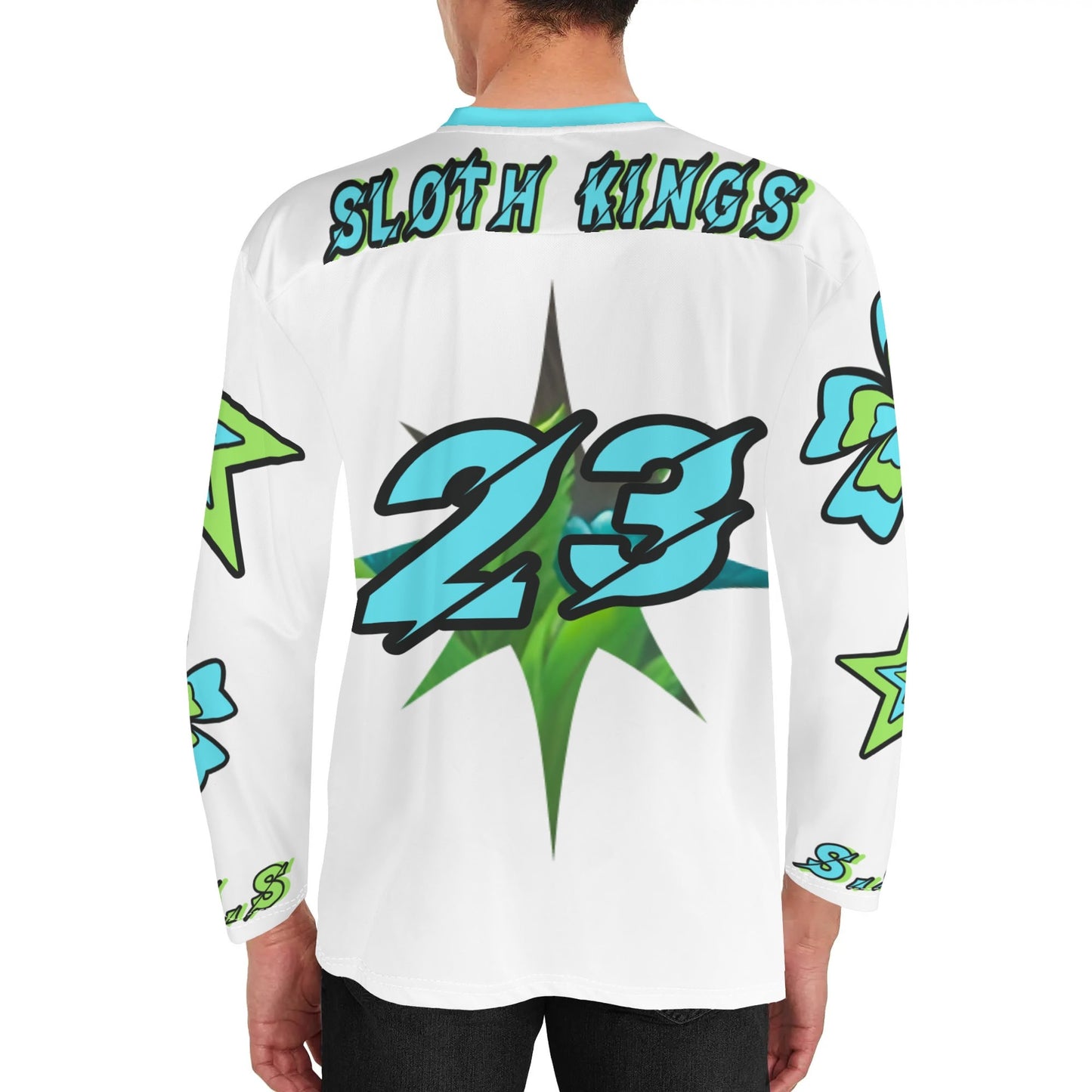 Slothfully Elevated Mens White Hockey Jersey Long Sleeve Shirt