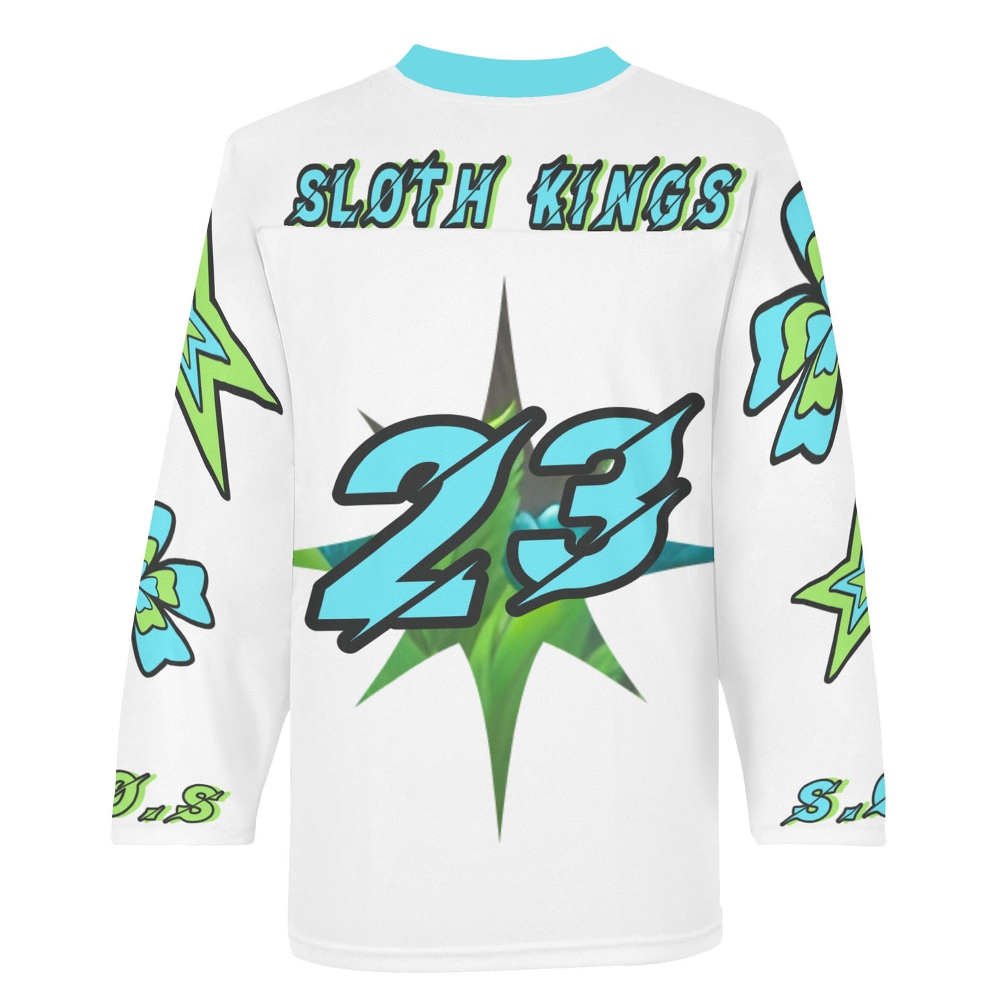 Slothfully Elevated Mens White Hockey Jersey Long Sleeve Shirt