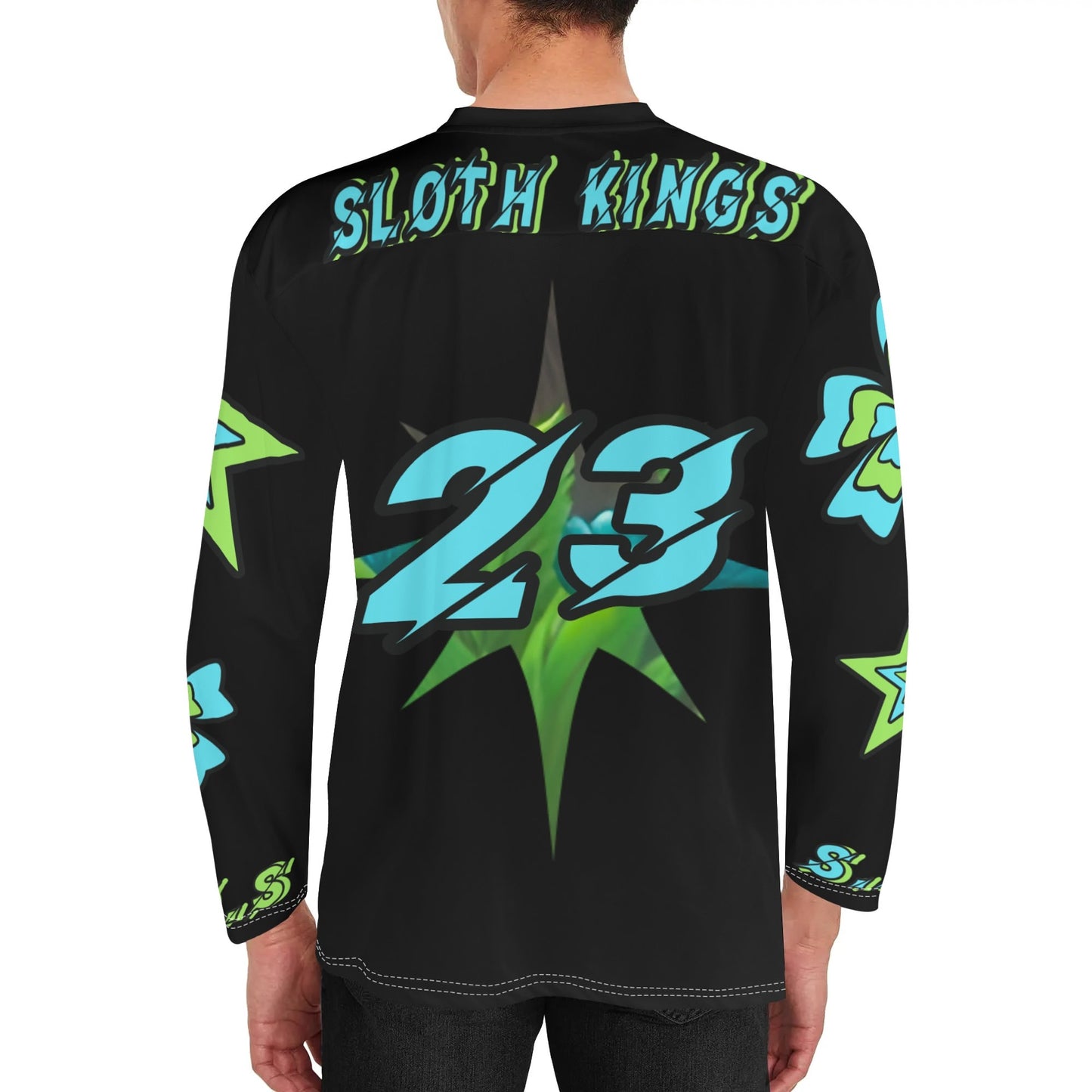 Slothfully Elevated Mens Black Hockey Jersey Long Sleeve Shirt