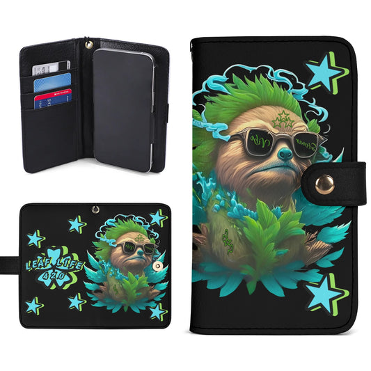 Slothfully Elevated Black Phone Flip Case Leather Cover for Most Mobile Phone Models